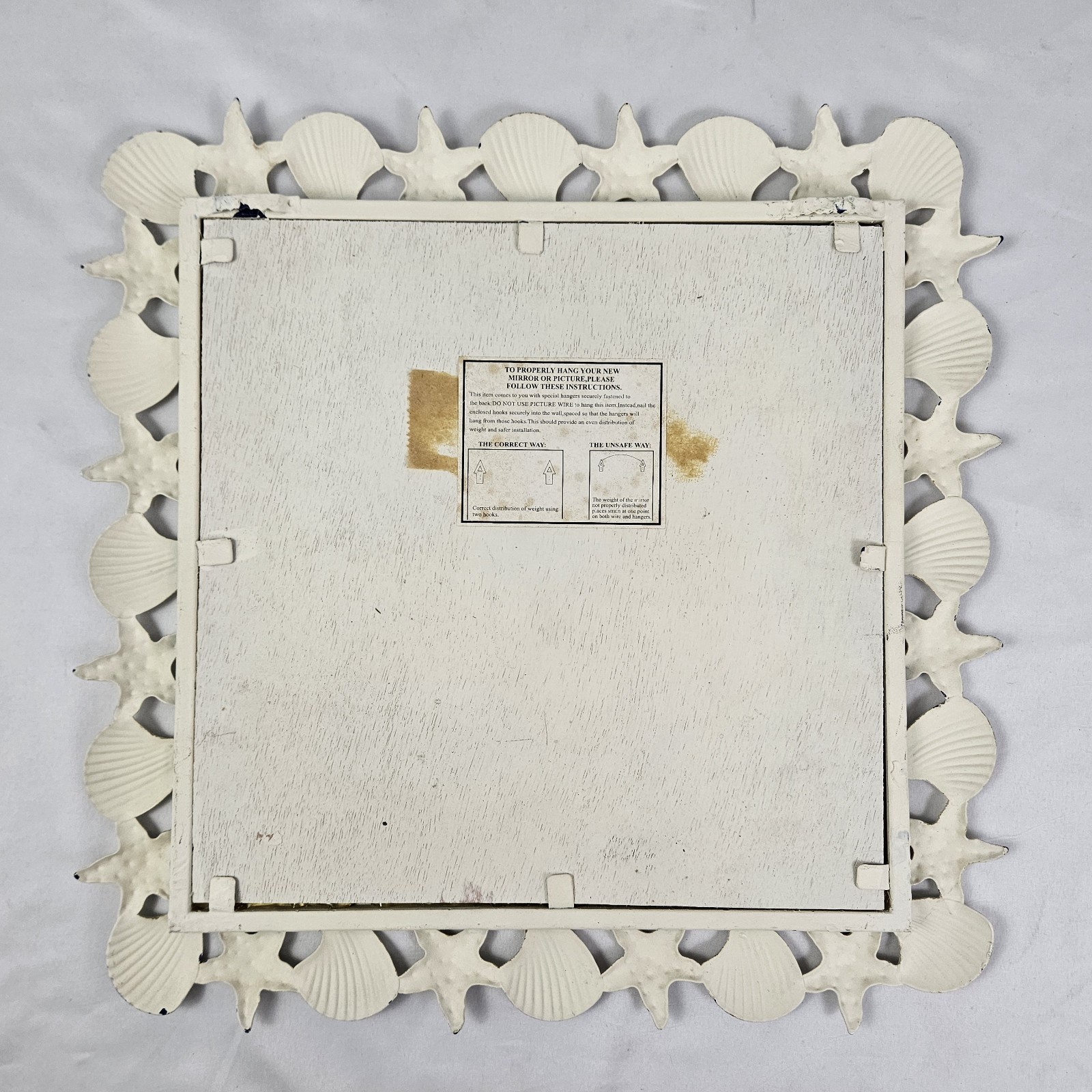 Vintage Seashell Beveled Mirror Starfish Metal Frame Palm Beach Nautical Coastal