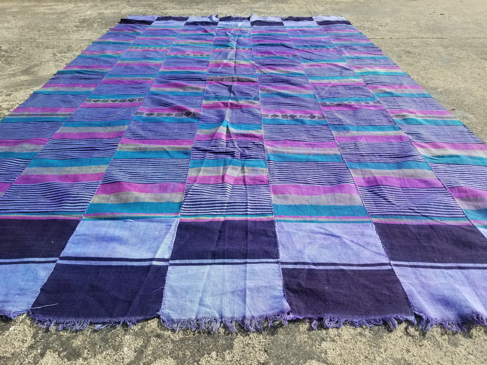 Vintage African EWE-Style Striped-Woven Kente Cloth GHANA Textile 6.9×4.2 ft