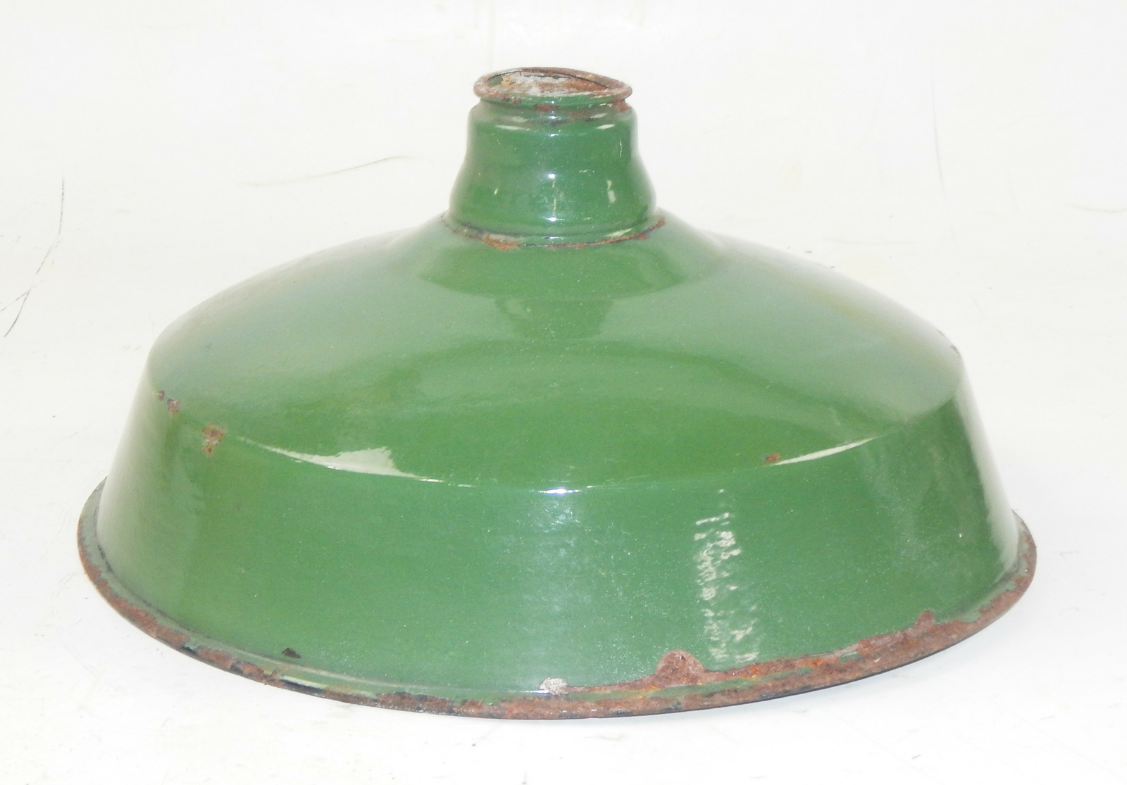 VINTAGE METAL SHOP LIGHT SHADES GREEN PORCELAIN ENAMEL D=14″ GARAGE INDUSTRIAL G