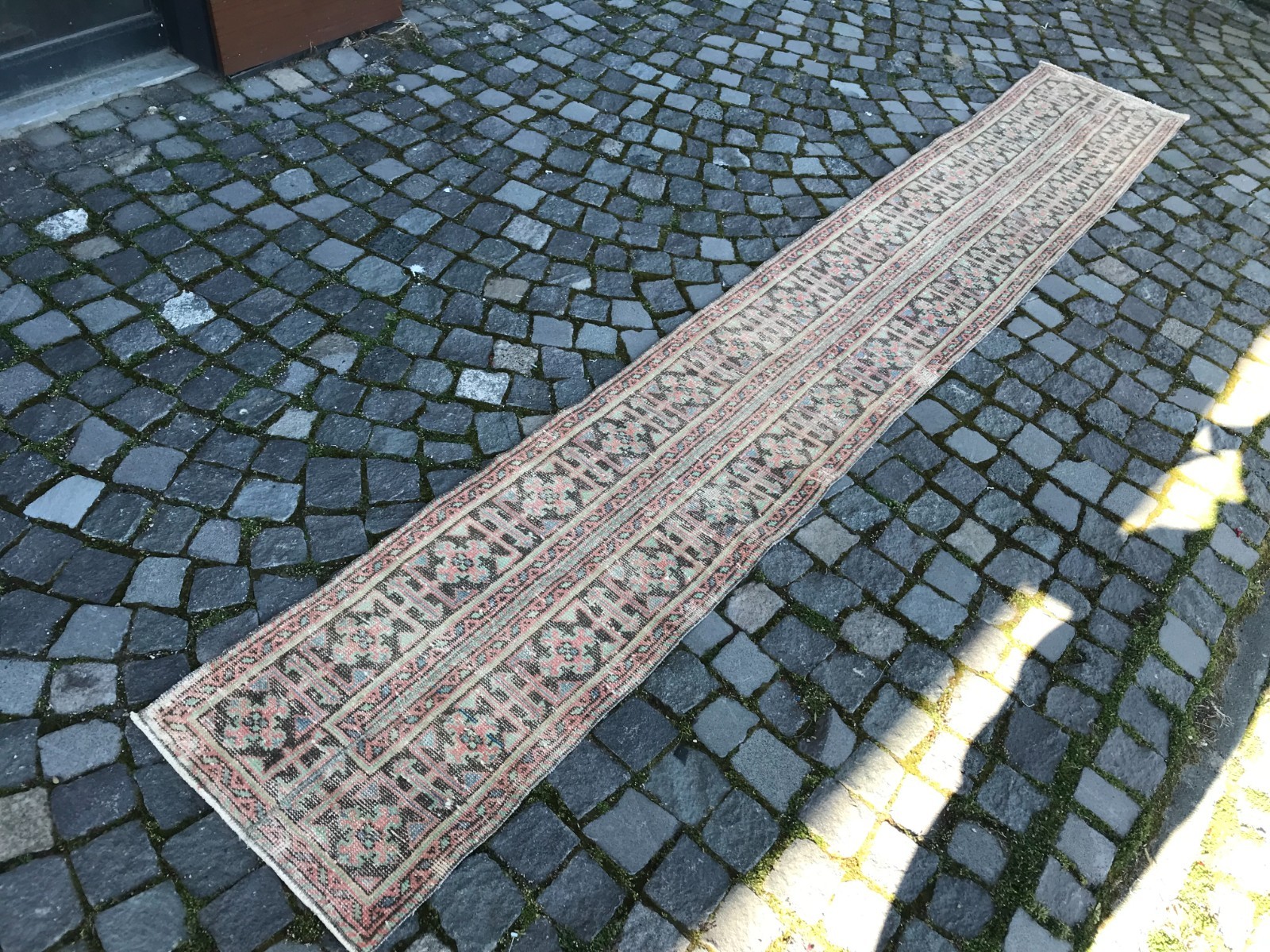 Turkish Vintage Rug Handmade Wool Rug Bohemian Runner Rug 1,7 x 11, ft