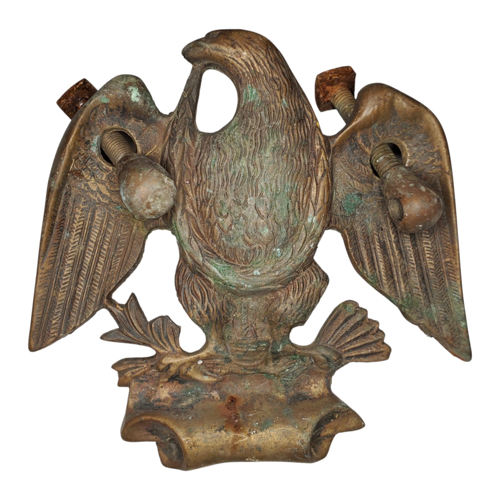 Antique Cast Brass Eagle Door Knocker Missing Handle Parts