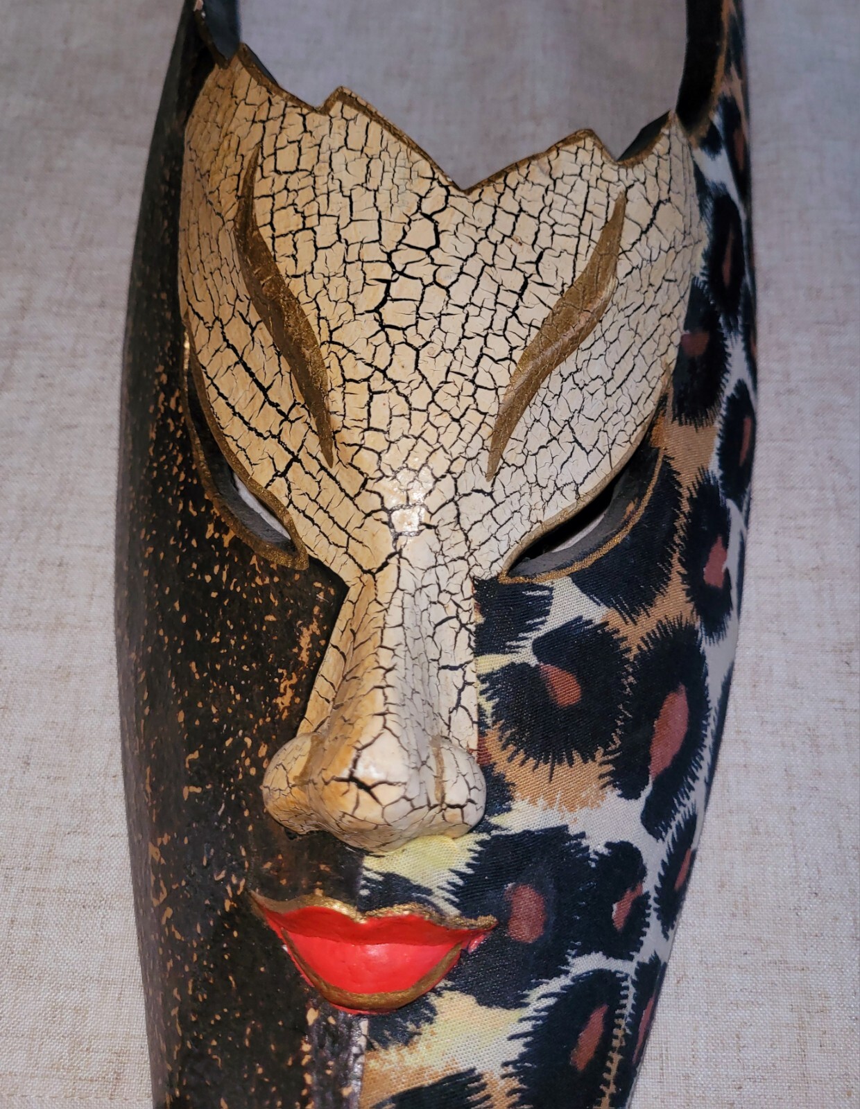 Bali Ethnic Tribal Wood Carved Mask “Aflame” by Sejati-19″ Long – Indonesia