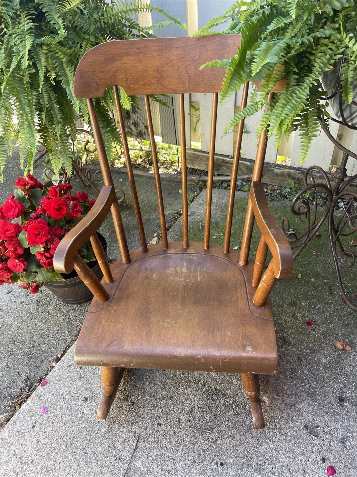 Vintage Nichols & Stone Child Rocking Chair Maple Windsor USA Mid Century