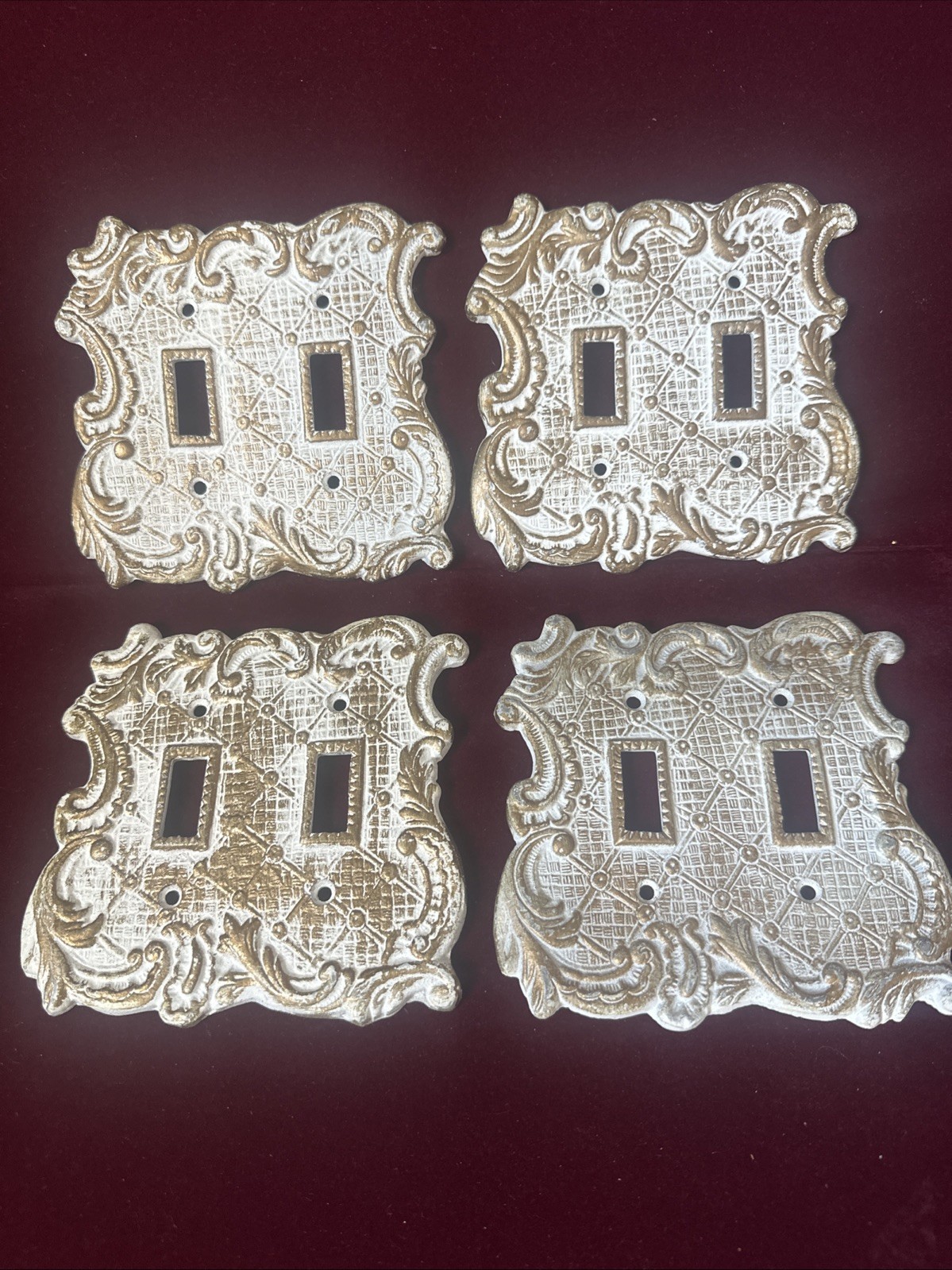 Vtg 5×5 Porcelain Double Switch Plate Lot 4 Ornate Victorian Shabby Chic Japan