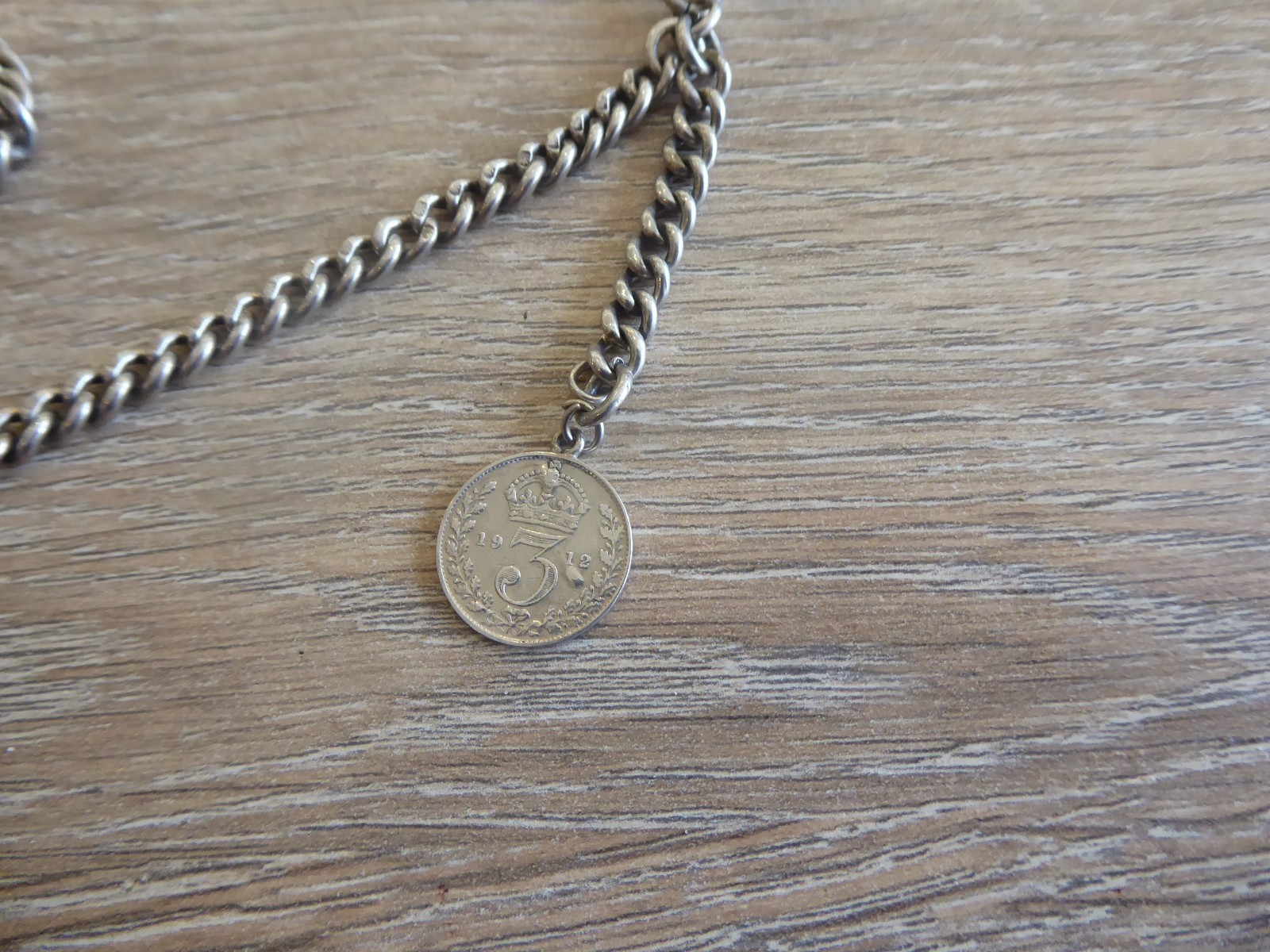 GOOD ANTIQUE SOLID STERLING SILVER ALBERT POCKET WATCH CHAIN & FOB