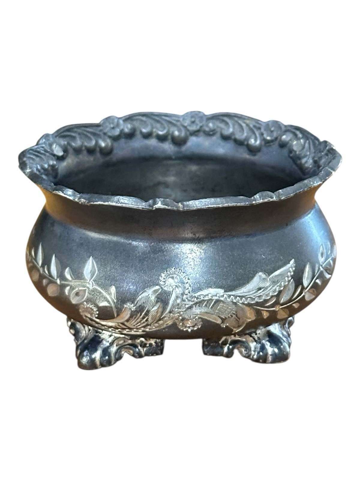 RARE Vintage Trask & Plain Silver Plated Sugar Bowl Engraved With “H”