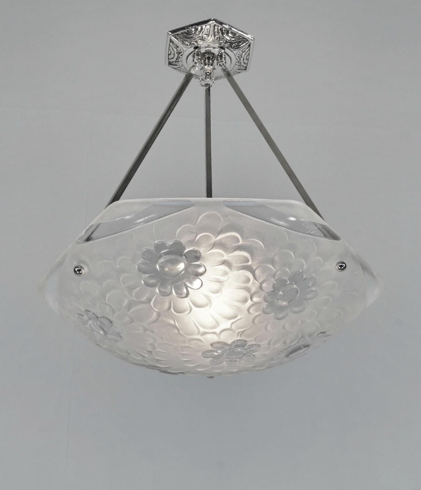 JAMAIN & DEGUÉ : FRENCH 1930 ART DECO CHANDELIER .. pendant France muller era