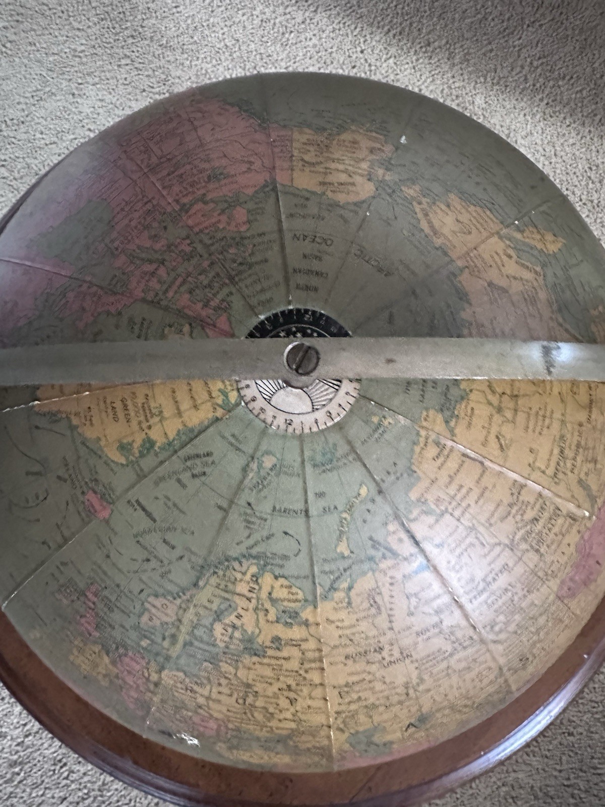 REPLOGLE Comprehensive Globe 16” Diameter Vintage On Fruitwood Stand USA 🔥