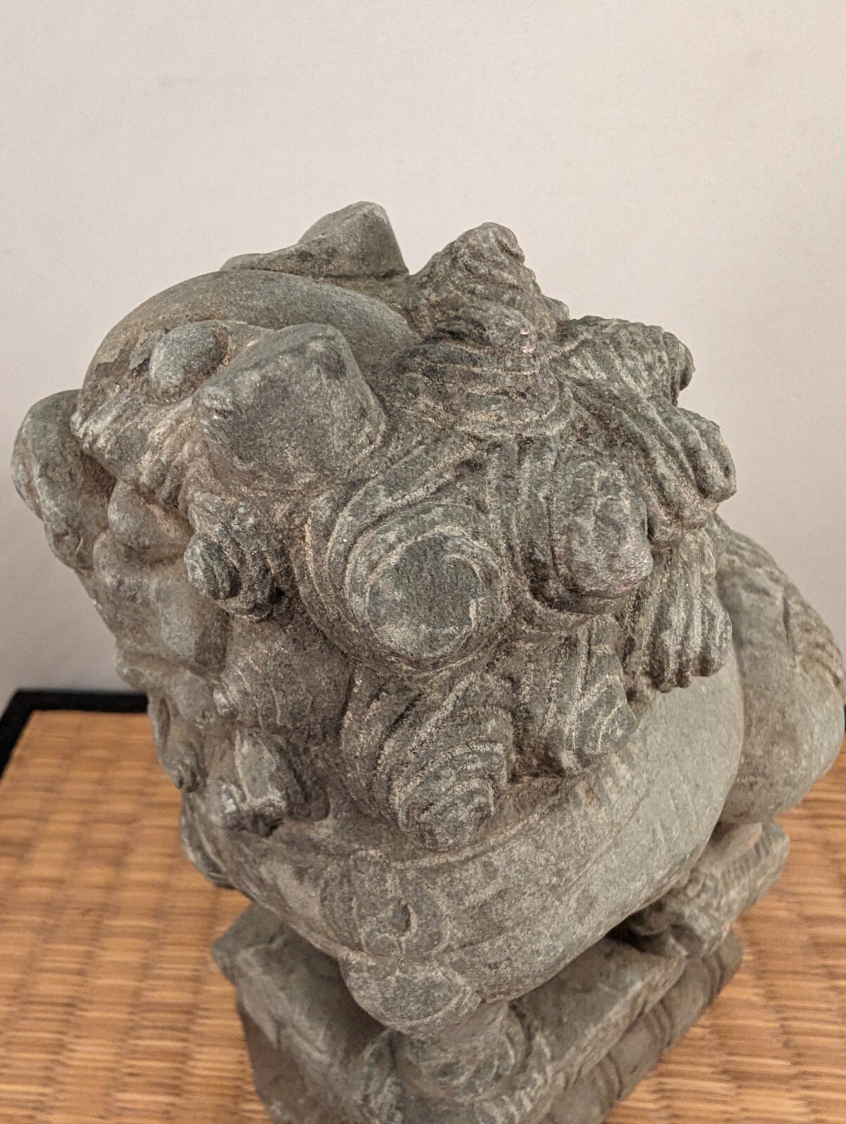 Antique Chinese Green Stone Guardian Lion Temple ShiShi Singha Komainu China