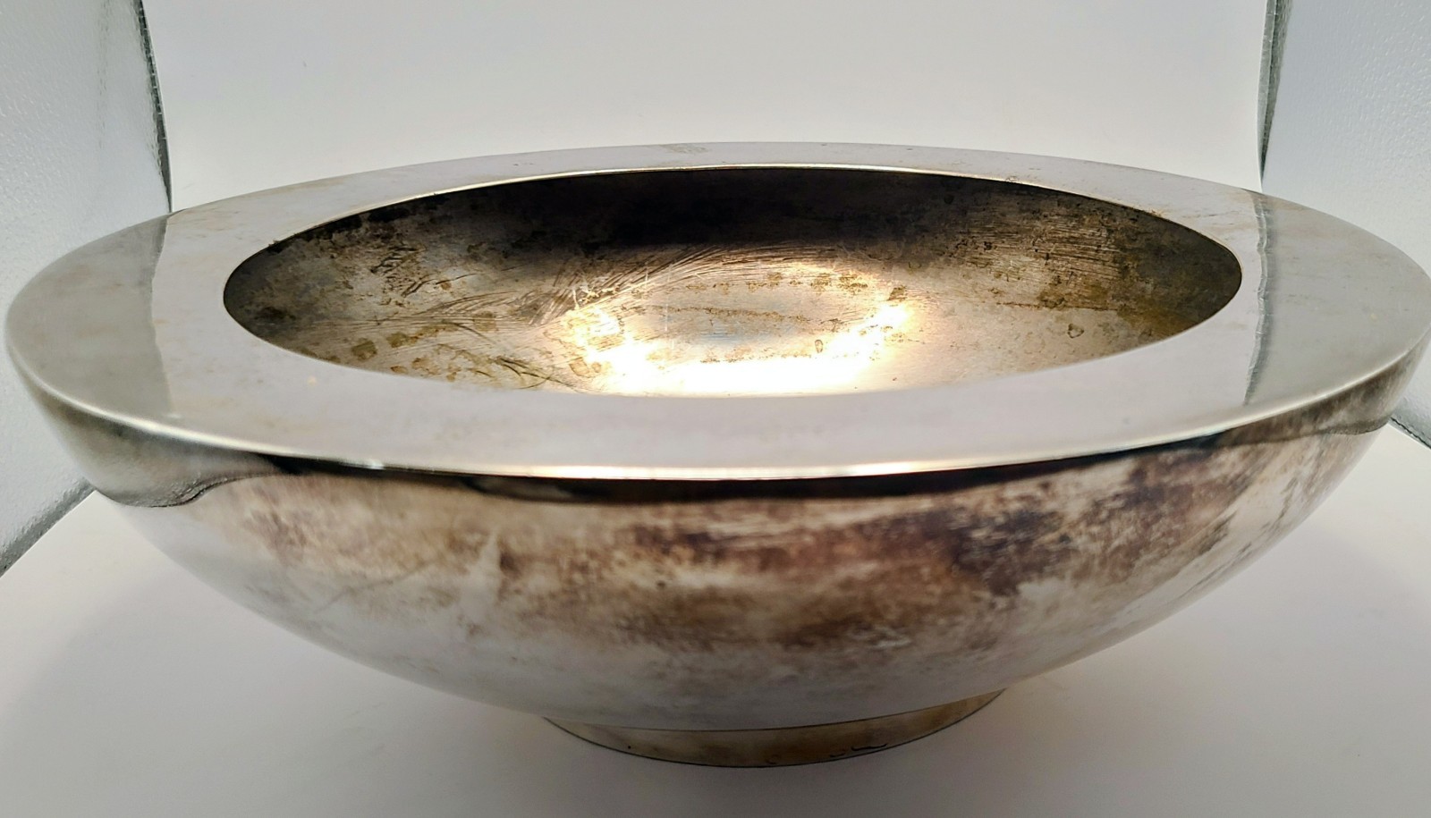 Vintage Art Deco Silver Plated Bowl Serving Dish Vase with Rim 11″ Heavy
