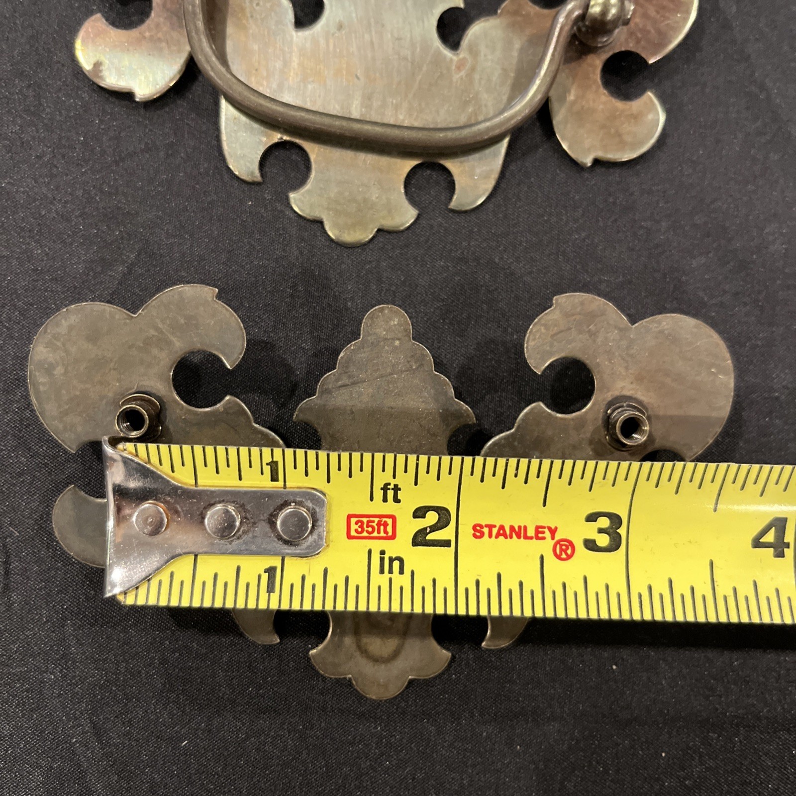 4 Brass Drawer Swing Handle Pulls Chippendale Batwing Antique Hardware 3″ CTC