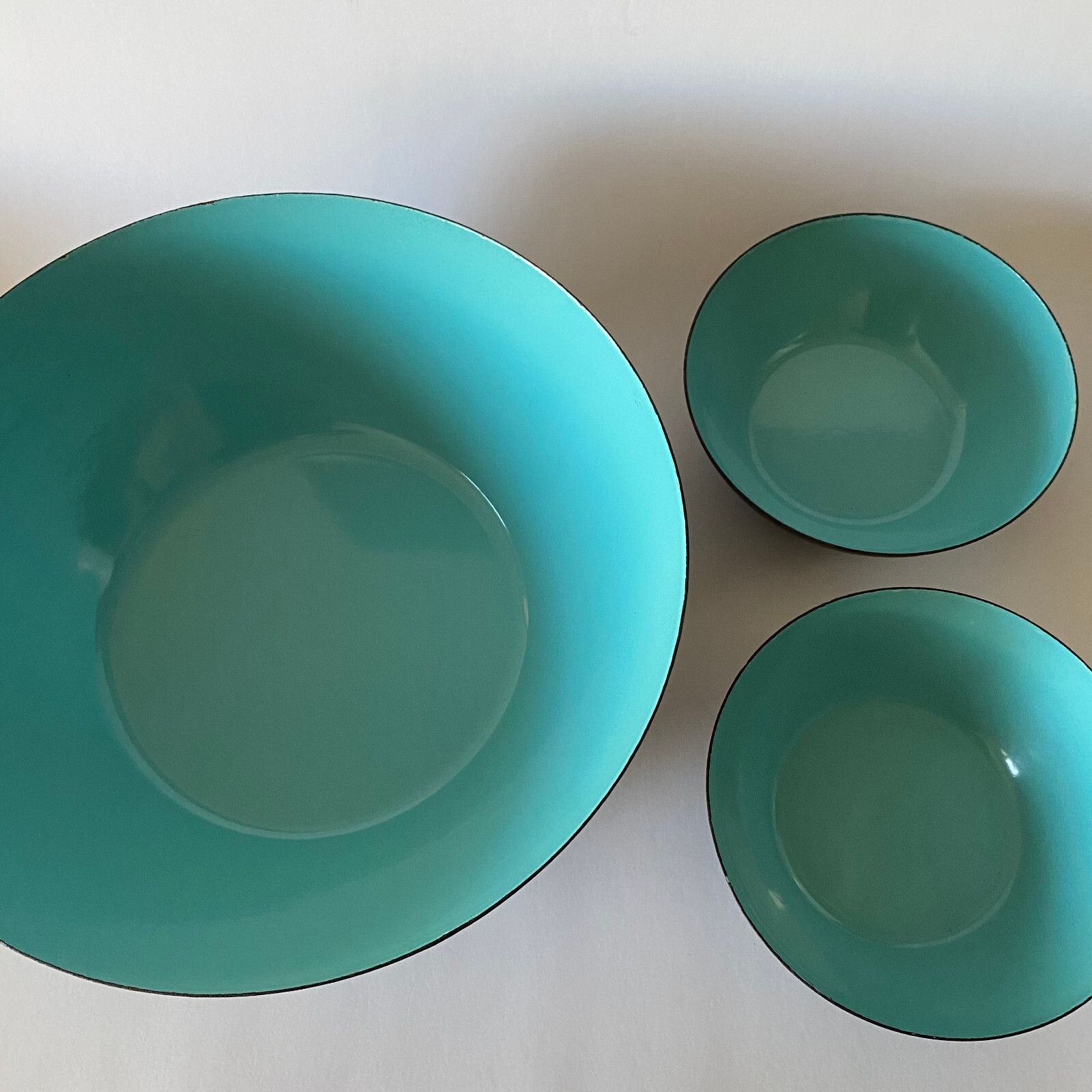 3 Vintage Krenit Bowls aqua / turquoise Denmark Mid Century Modern