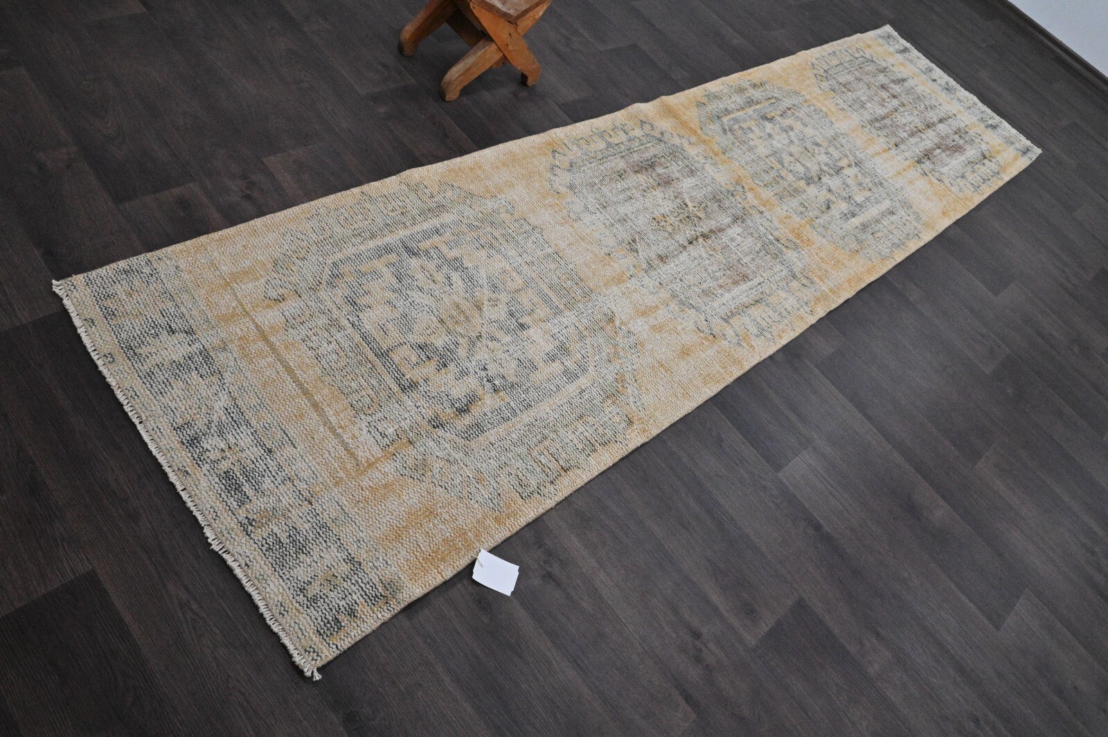 Vintage Turkish Runner Rug 3x10ft Wool Anatolian Handmade Hallway Oushak ORANGE