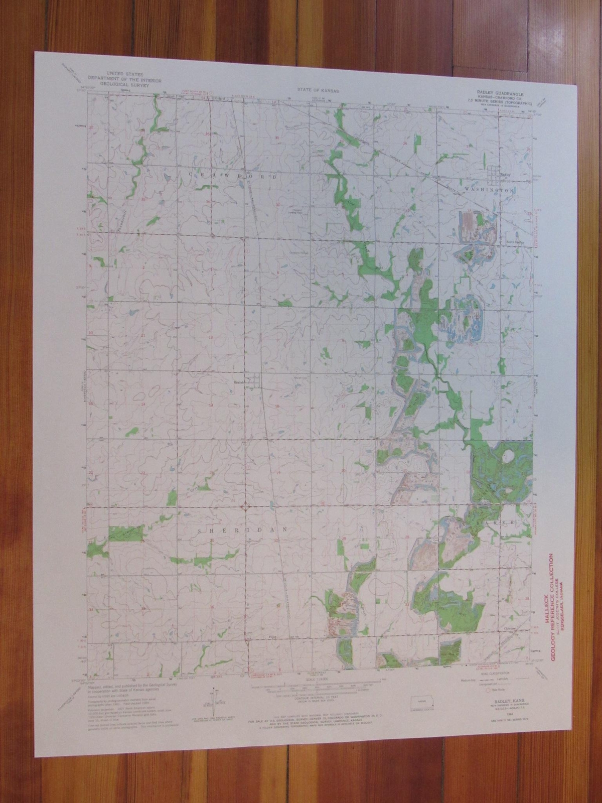 Radley Kansas 1964 Original Vintage USGS Topo Map
