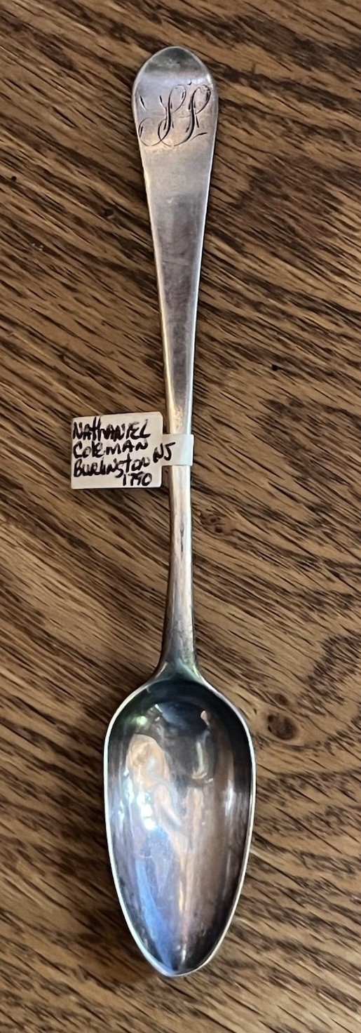 American Coin Silver Teaspoon N. Coleman Burlington NJ 1790-1835 Monogram.