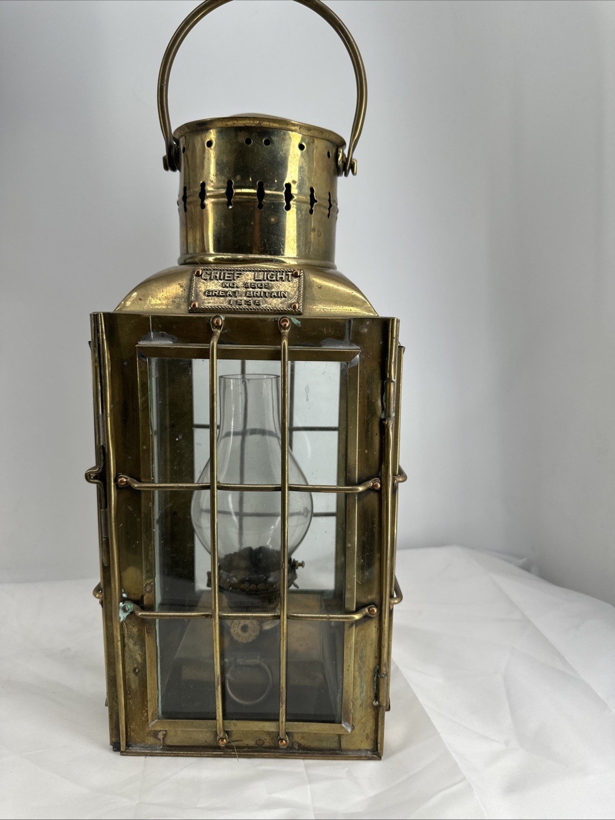 CHIEF LIGHT ~ Great Britain 1935 #3509 Cargo Light Brass Lantern ~ Chief Mate