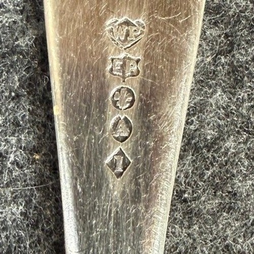 Antique William Page WP EP Silver Plate Teaspoon Monogrammed Fiddle Shell Spoon