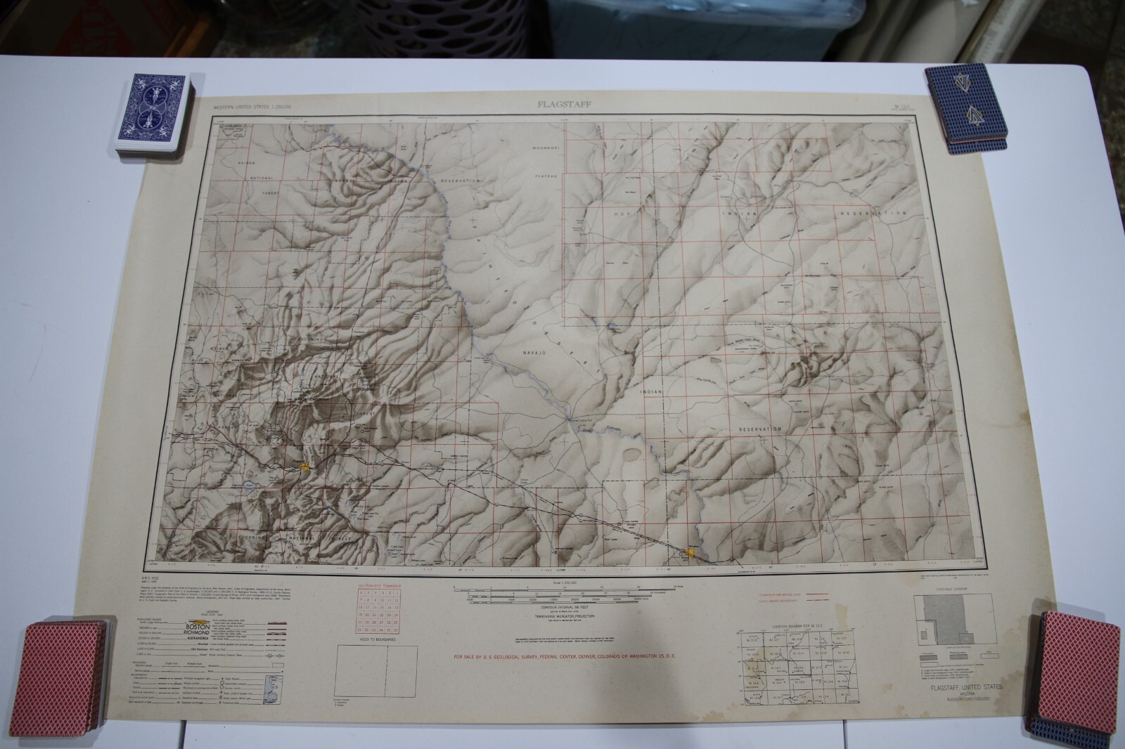 FLAGSTAFF ARIZONA – VINTAGE USGS TOPOGRAPHIC MAP 1947 – 34″x24″
