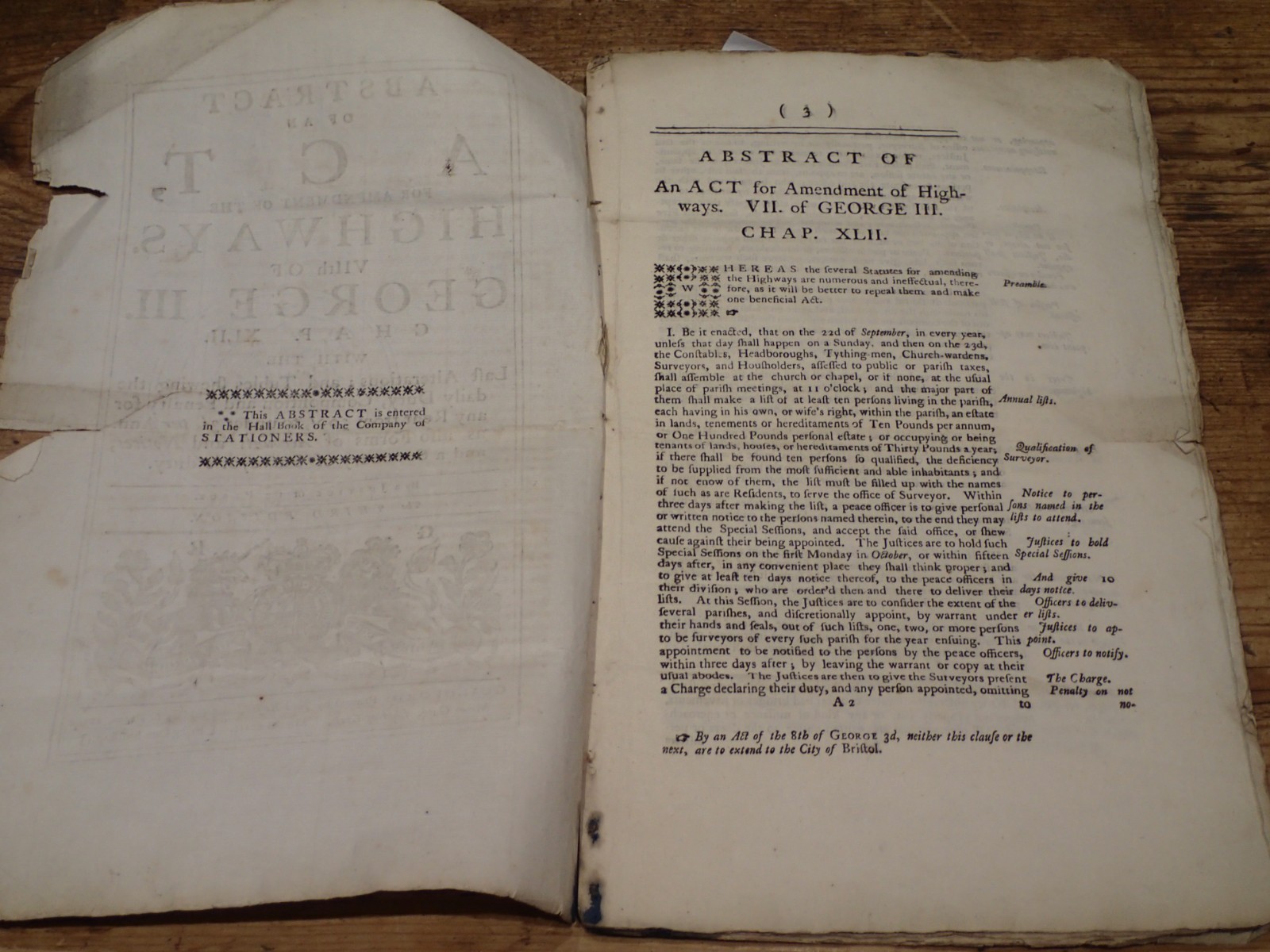 (AE) 1768 Abstract for the amendment of the Highways