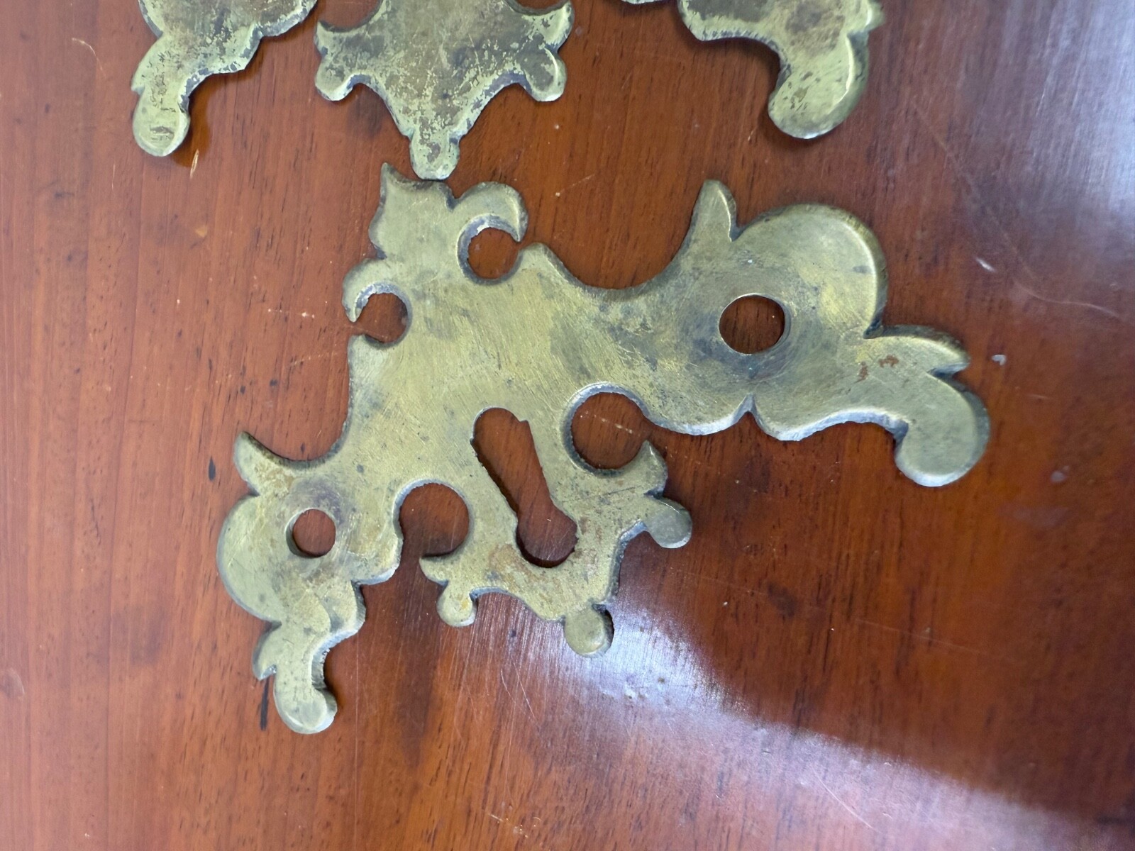 antique batwing chippendale brass plates period hardware parts restoration 1780