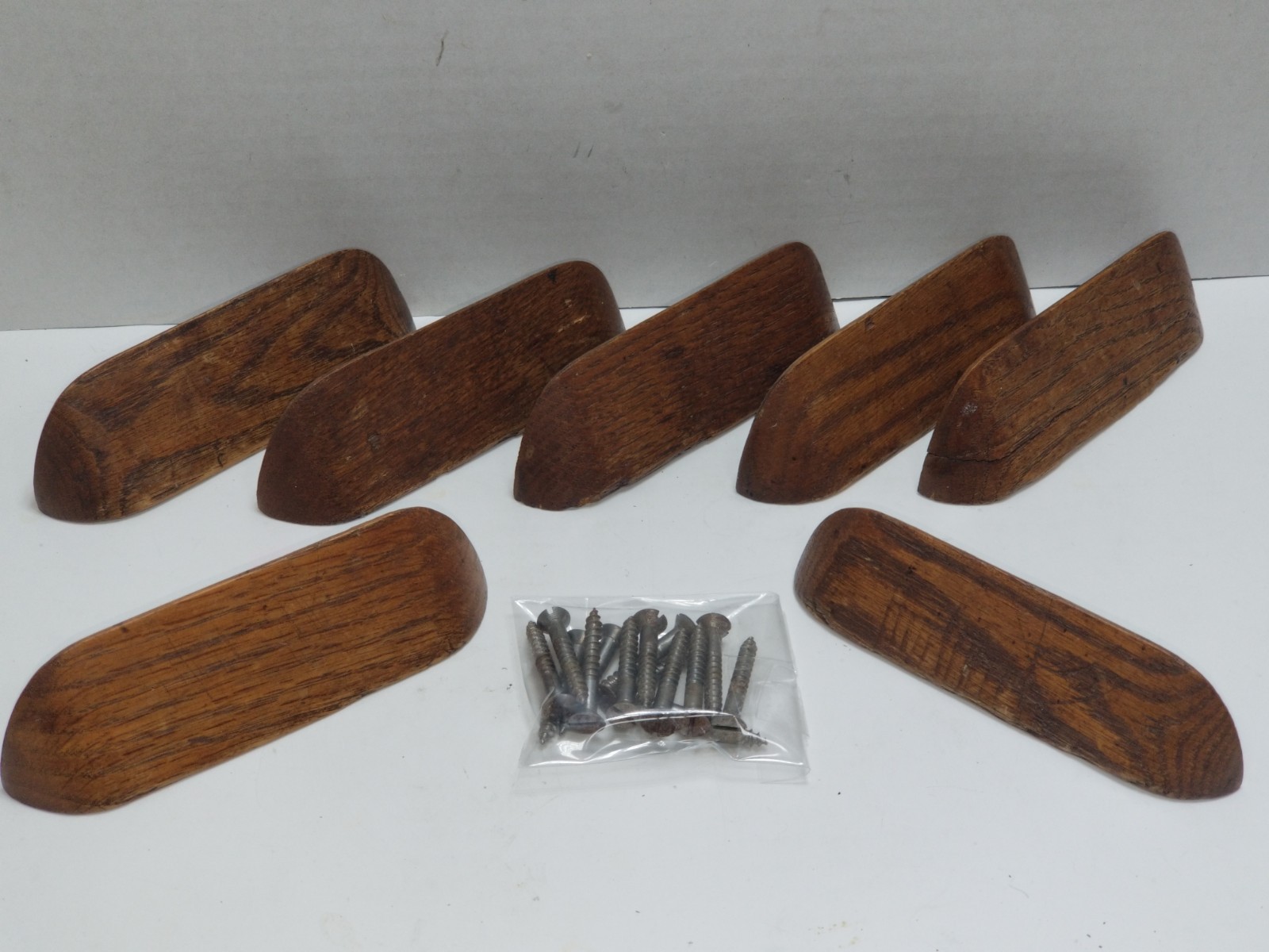 Antique Wooden Drawer Handle Pull Lot Of 7 Walnut w/Oringinal Wood Screws 5 3/4″