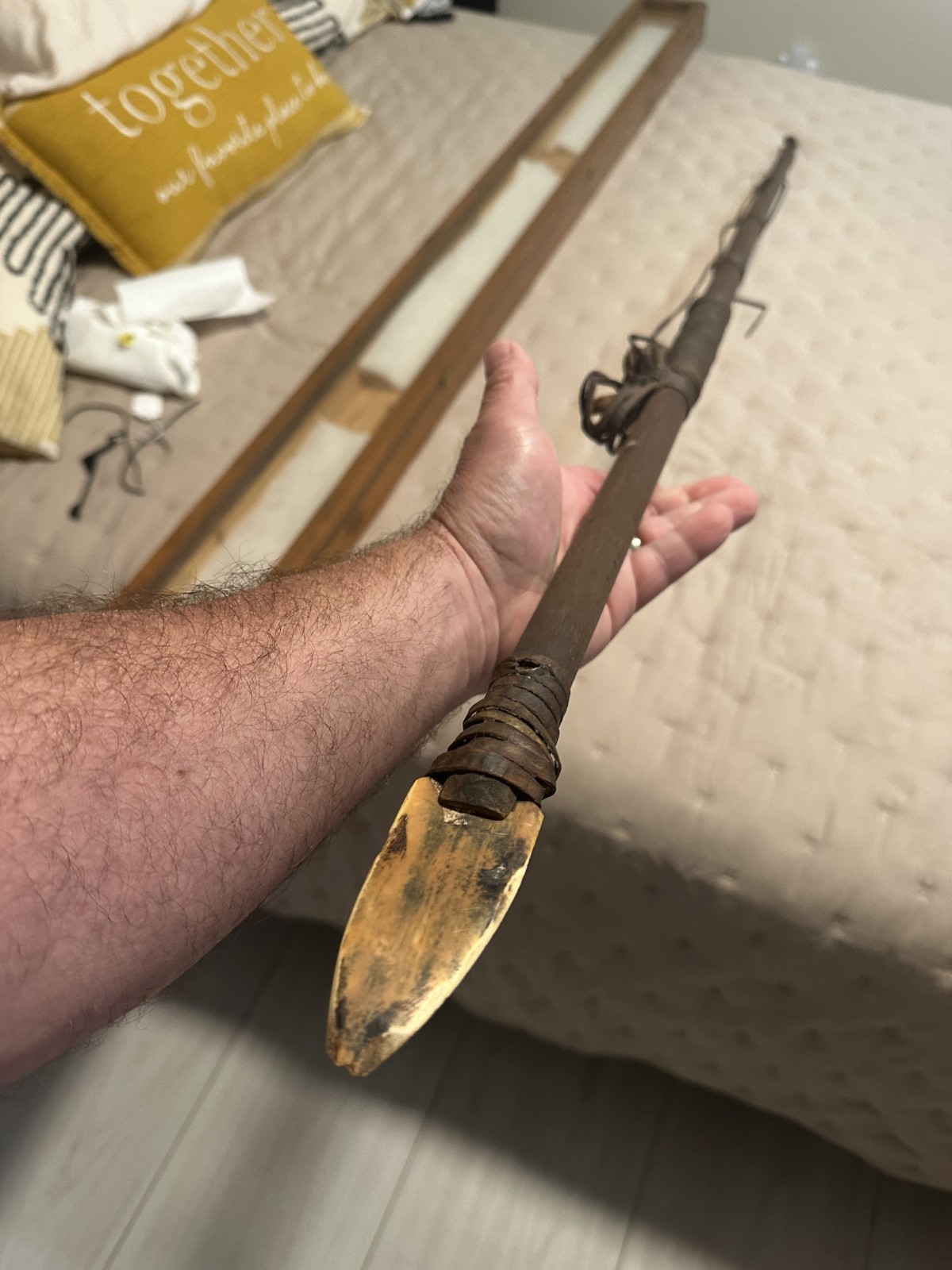 RARE Antique Inuit , Eskimo Native American Seal spear Harpoon 5′-6″ c.1850-1900