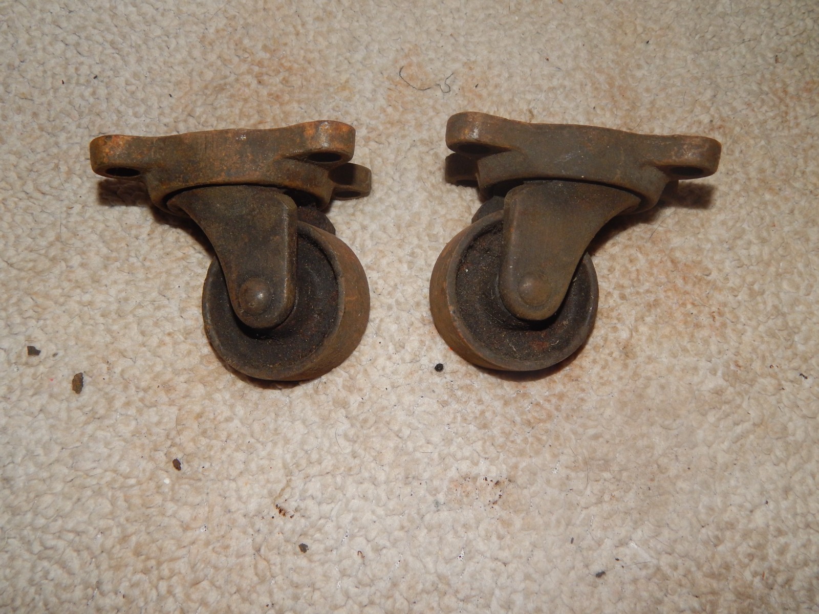 2, 2″ Antique / Vintage Cast Iron Industrial Caster Wheel w/ Swivel Yoke