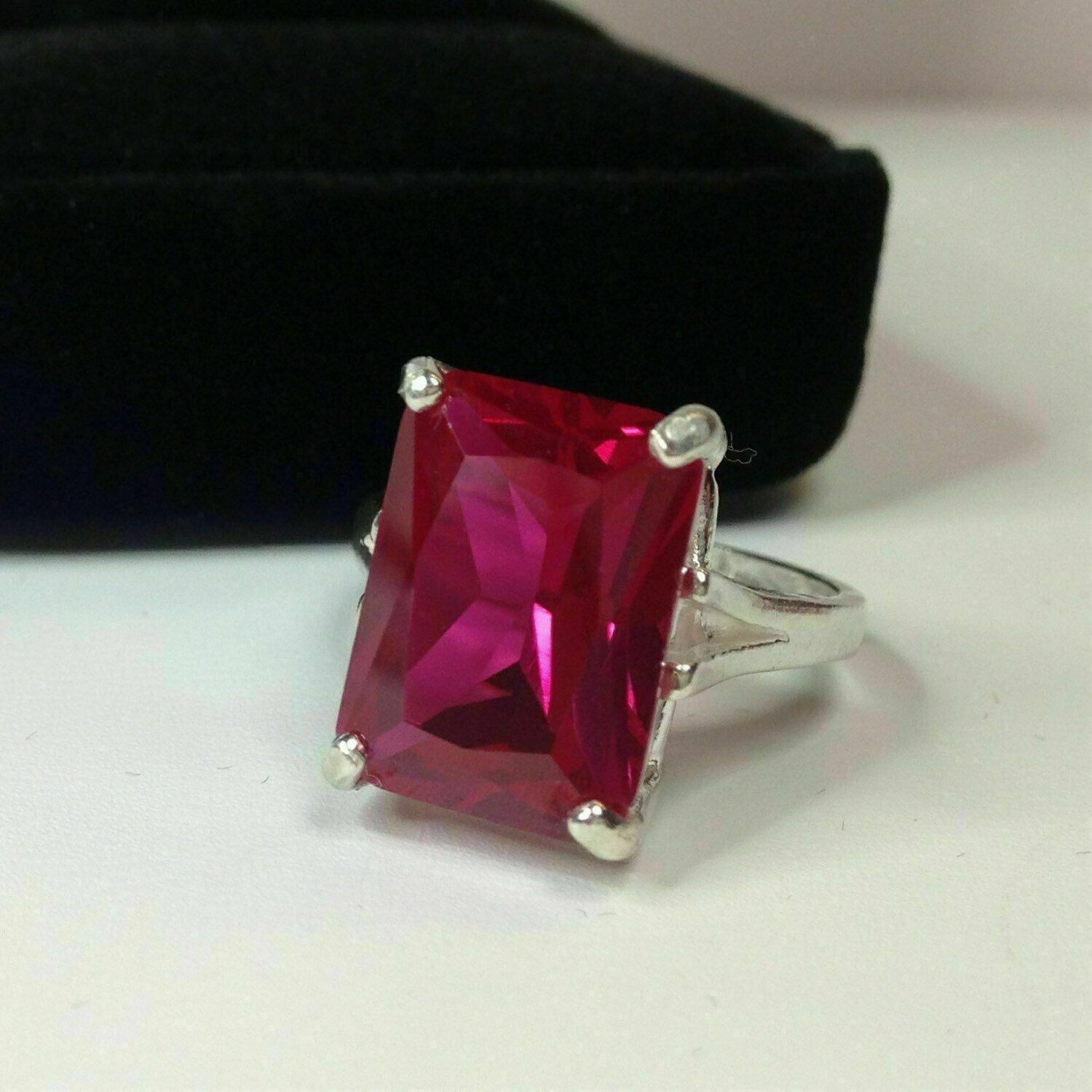 7.00 Ct Emerald Natural Ruby Diamond Engagement Ring 14K Solid White Gold Sz 7