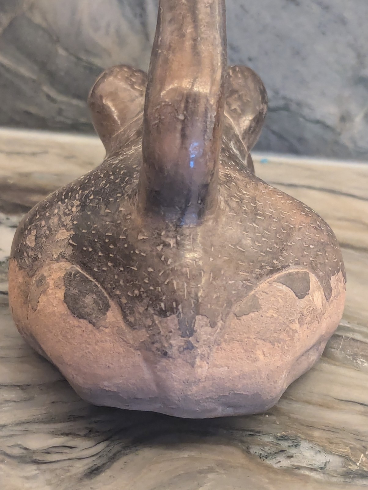 Antique Rare Mayan Frog Water Vessel, 1900’s, 5″x 3″ x 4″ Tall,