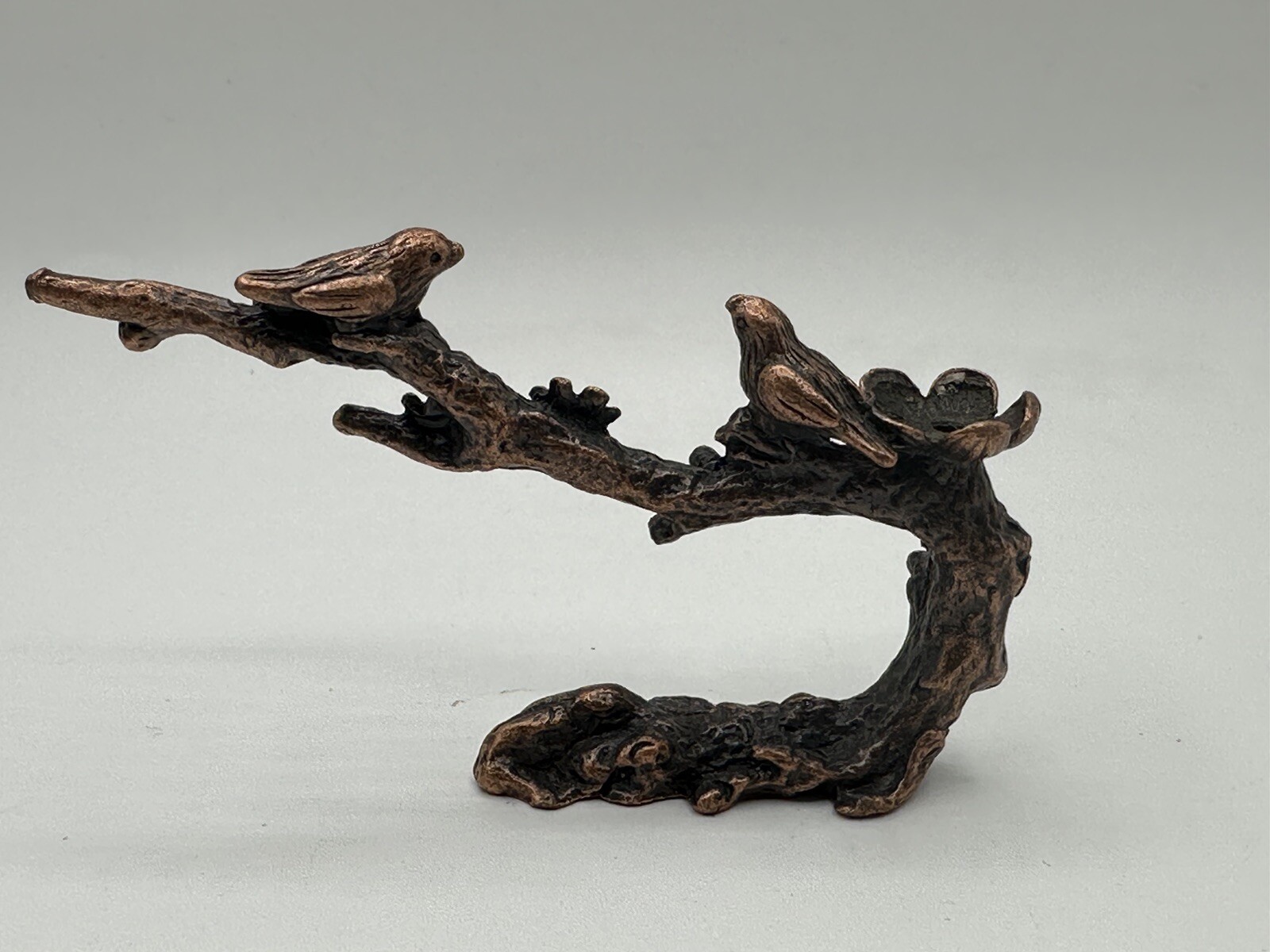 Asian bronze hand casting tree bird statue