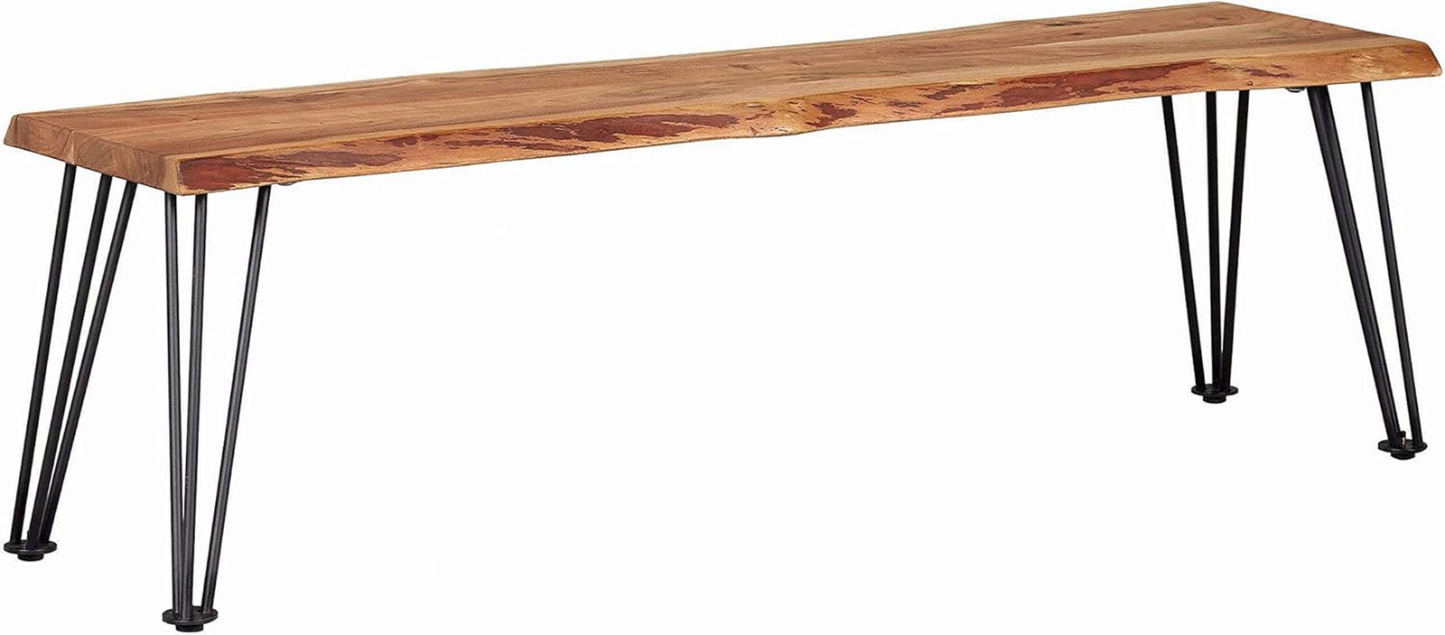 Sherman 60″ Live Edge Acacia Wood Dining Bench with Hairpin Legs – Natural Black