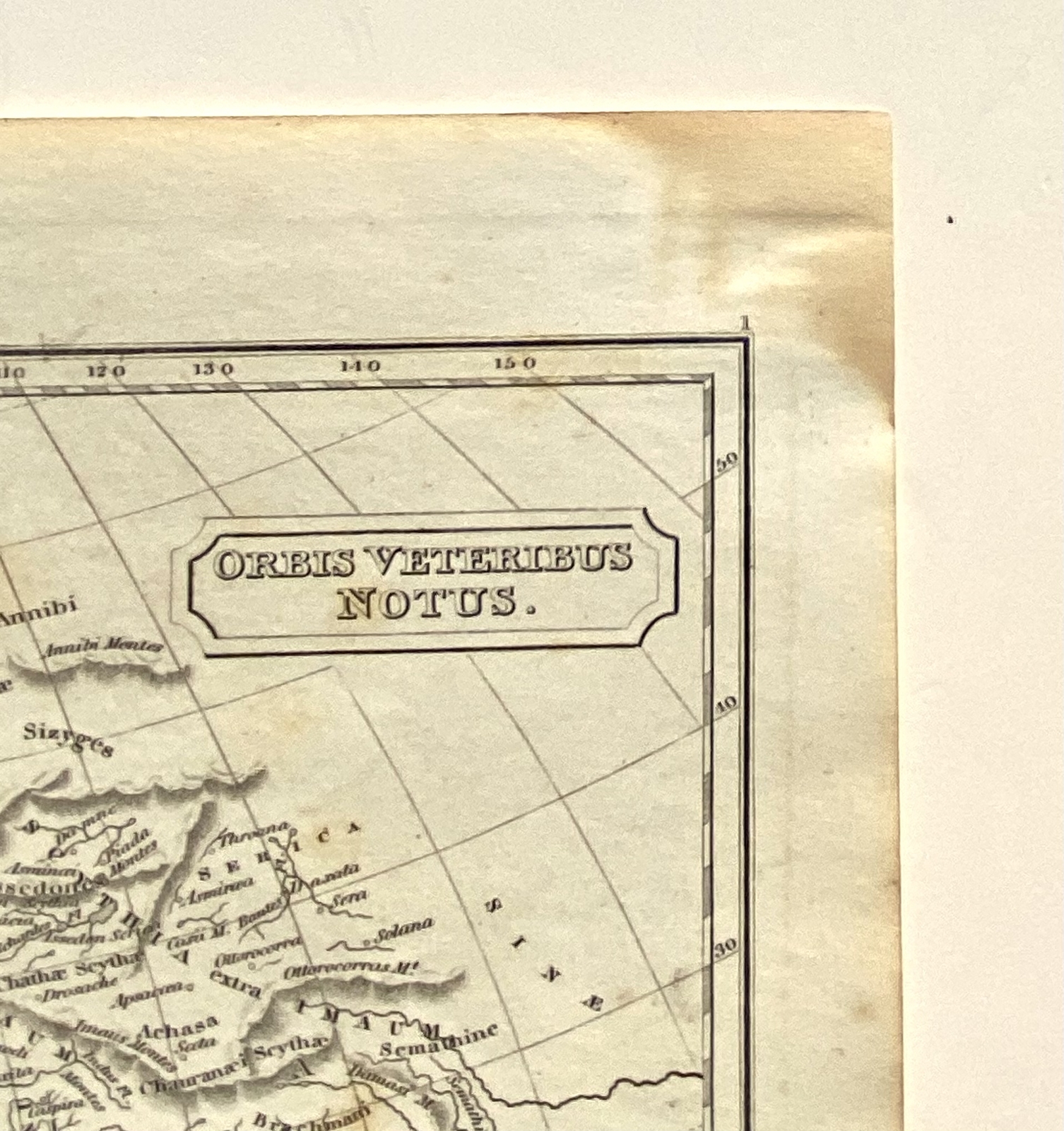 1851 map ORBIS VETERIBUS NOTUS, Ancient World. Lea & Blanchard: Phil 7×9.5″ VG-F