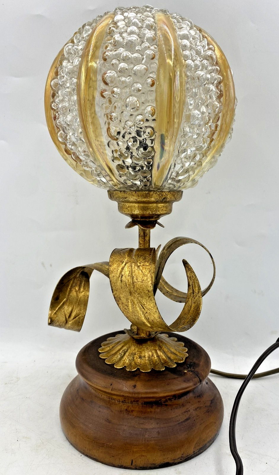 Antique french Art Nouveau lamp early 1900’s glass globe