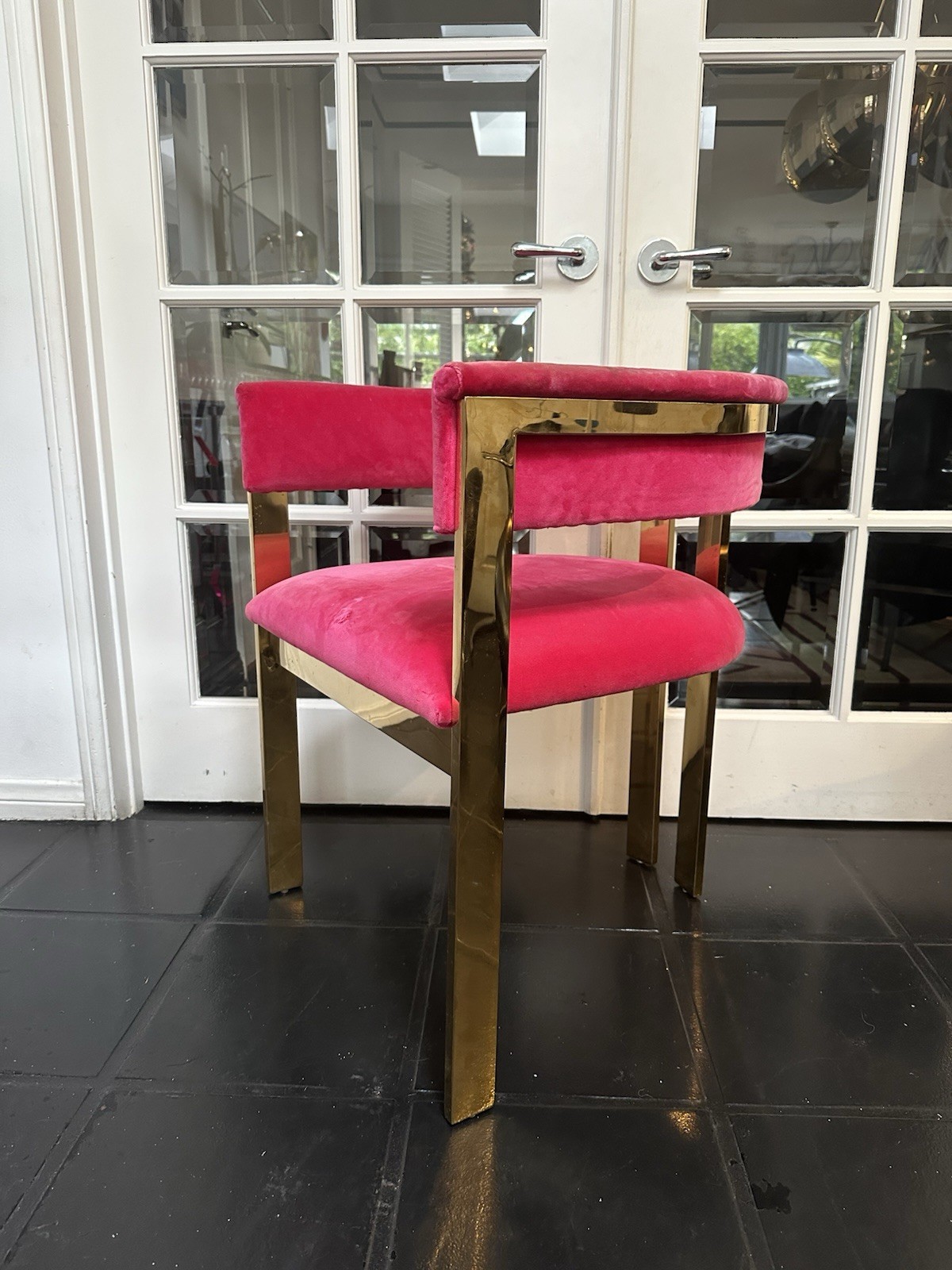 Gold Brass And Hot Pink Velvet Desk Chair