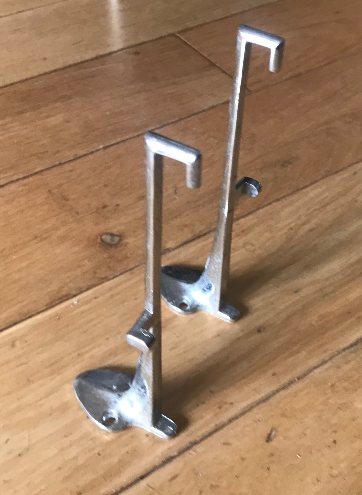 Vintage Metal Shelf Brackets Glass Shelve Holder Art Deco Chrome 164mm Trolley A