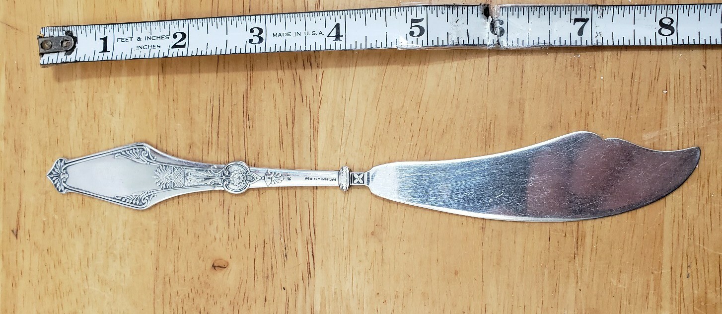 🔎👀ANTIQUE c1879! ORIENT🏯 PTRN SILVERPLATE FLAT HANDLE MASTER BUTTER🧈 KNIFE