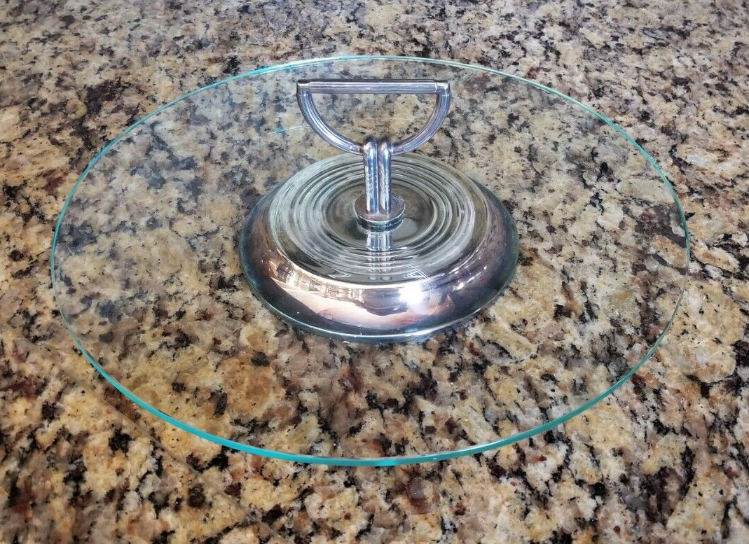 Mid Century Modern Christolfe Vibrations Glass and Silver Serving Tray French