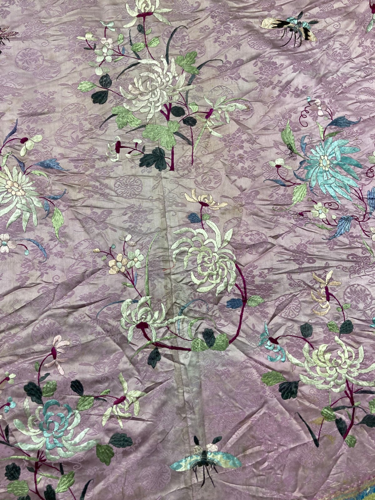 Antique Chinese Silk Embroidered Manchu Qing Dynasty style Woman’s Robe 133x86cm