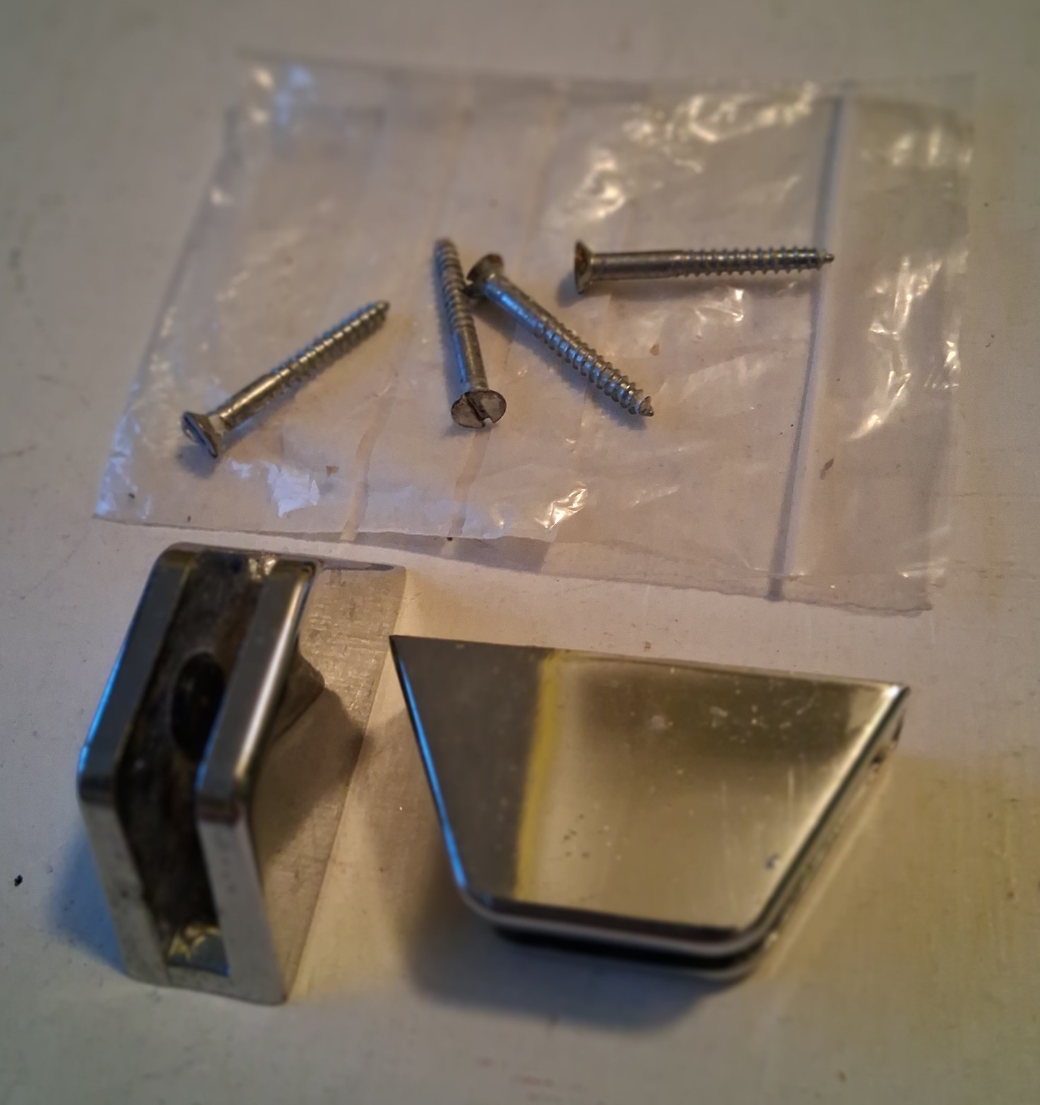 Vintage Mid Century Chrome Metal Shelf Brackets /Glass Shelve Holders