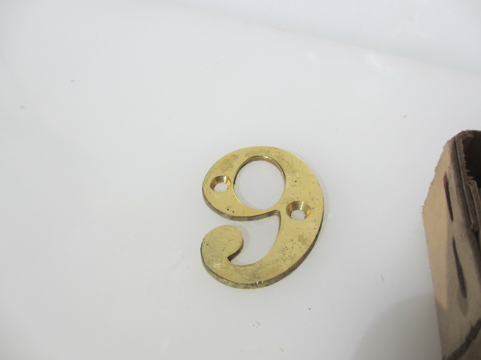 Vintage Brass House Number Sign “9 or 6” (New old stock, aged) Old 2″H