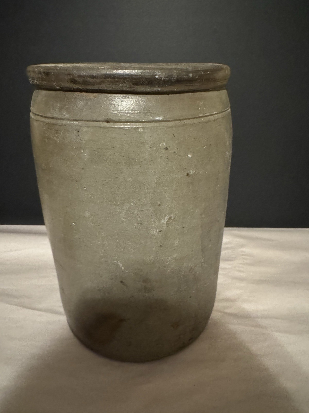 Antique Salt Glaze Tall Stoneware Jar Crock Canner Unique Vase 9.5″ H