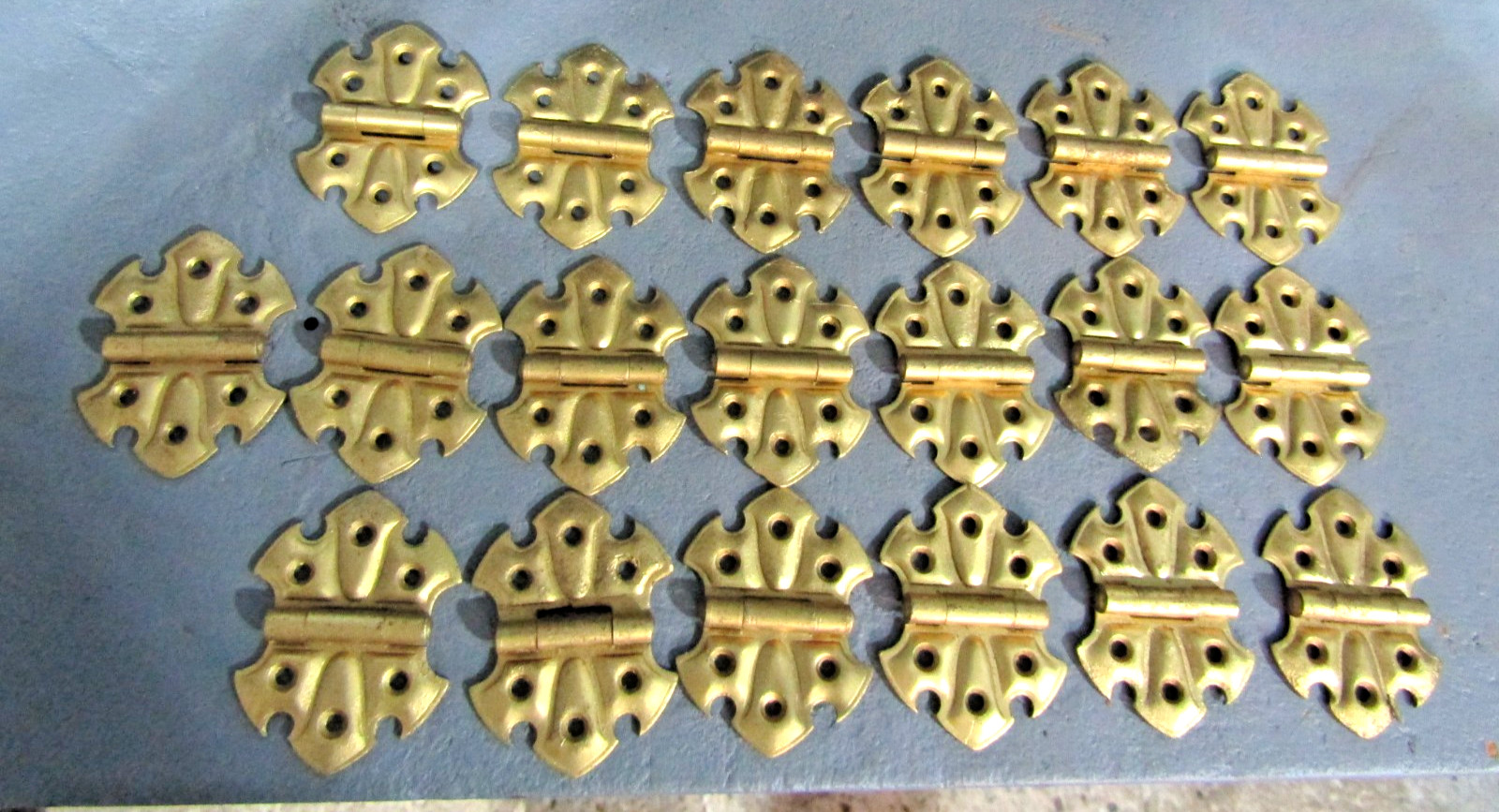 19 Vintage Stanley Butterfly Cabinet Hinges-Gold Color
