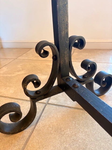 Grand Classically Made, Impressive Size Andirons, Hand Forged Iron Sun Burst 