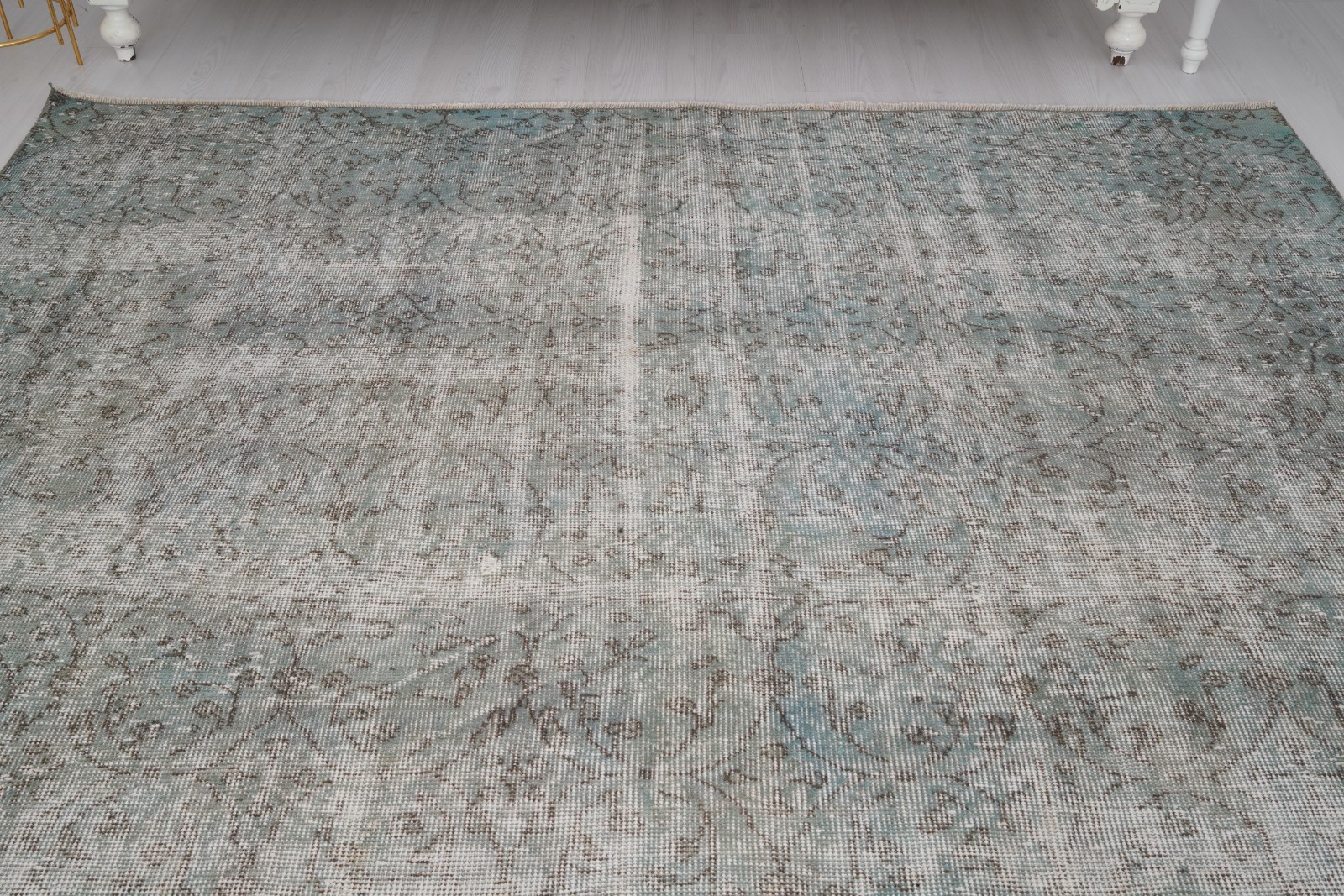 Oversized Turkish Rug 7×11, Large Vintage Oushak Wool Carpet, Faded Tones,300
