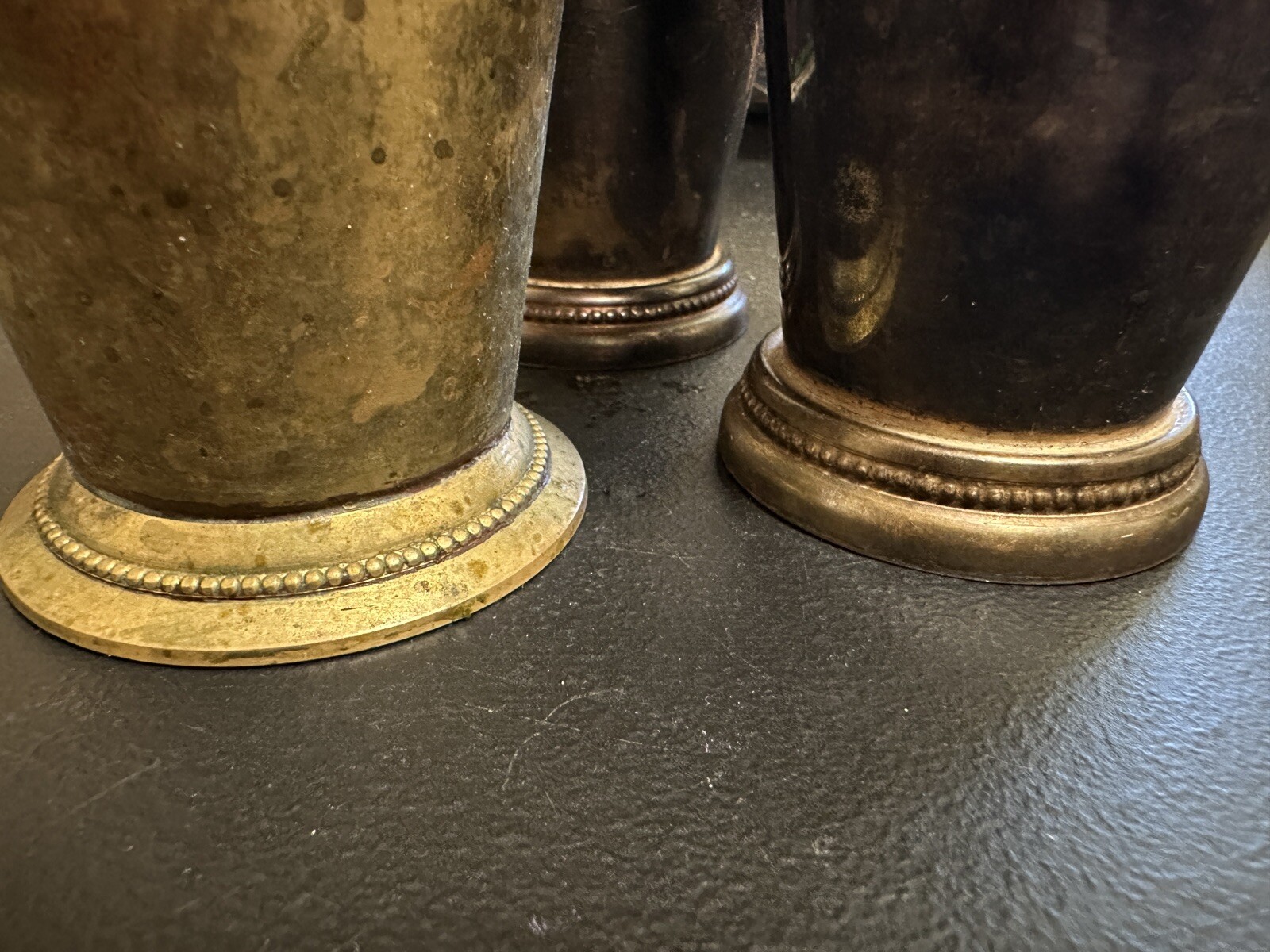 Vintage Goblets / Cups – 2 Silver Plated 1 Brass – Tarnished