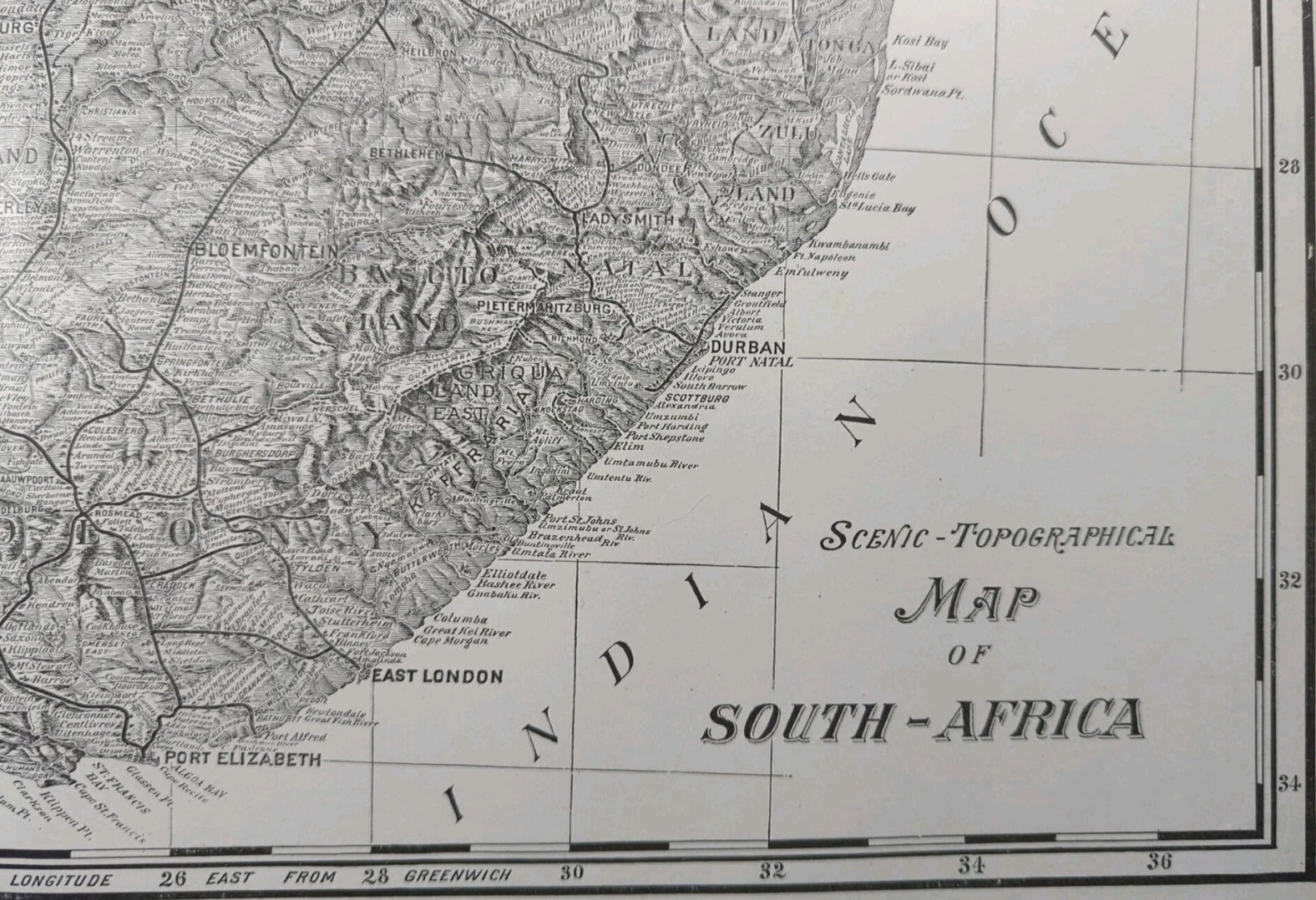 Vintage 1901 SOUTH AFRICA TOPO Map 22″x14″ ~ Old Antique Original CAPE TOWN