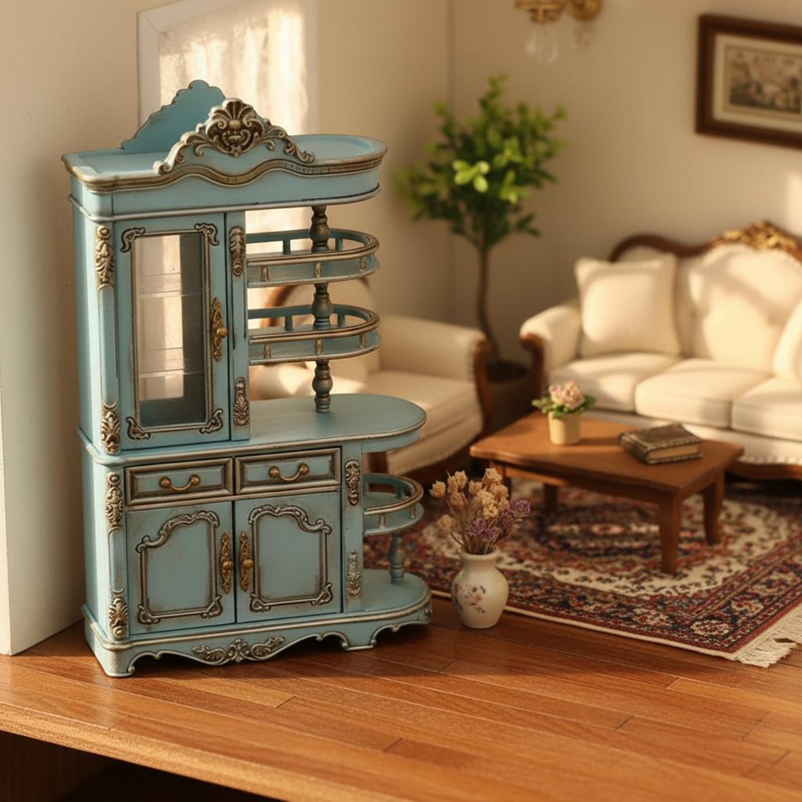 1:12 Scale Cabinet Artisanal Features Dollhouse Cabinet Model Realistic Feature