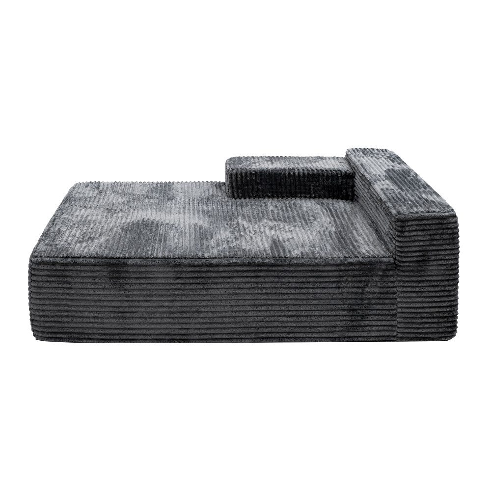 Modular Sectional Sofa with Plush Corduroy Fabric2-Seat Reversible Chaise Lounge