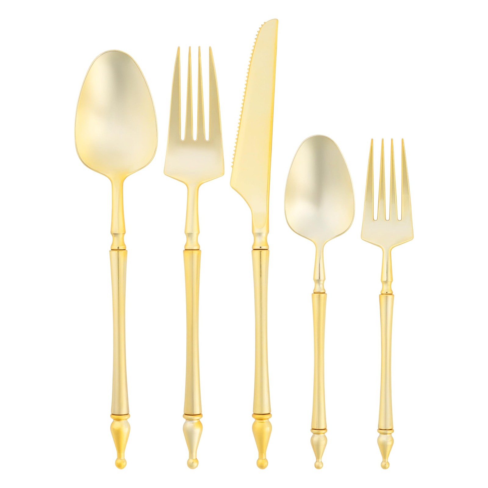 PLASTICPRO 40 Count Plastic Dinner Forks Fancy Gold Disposable Cutlery Plasti…