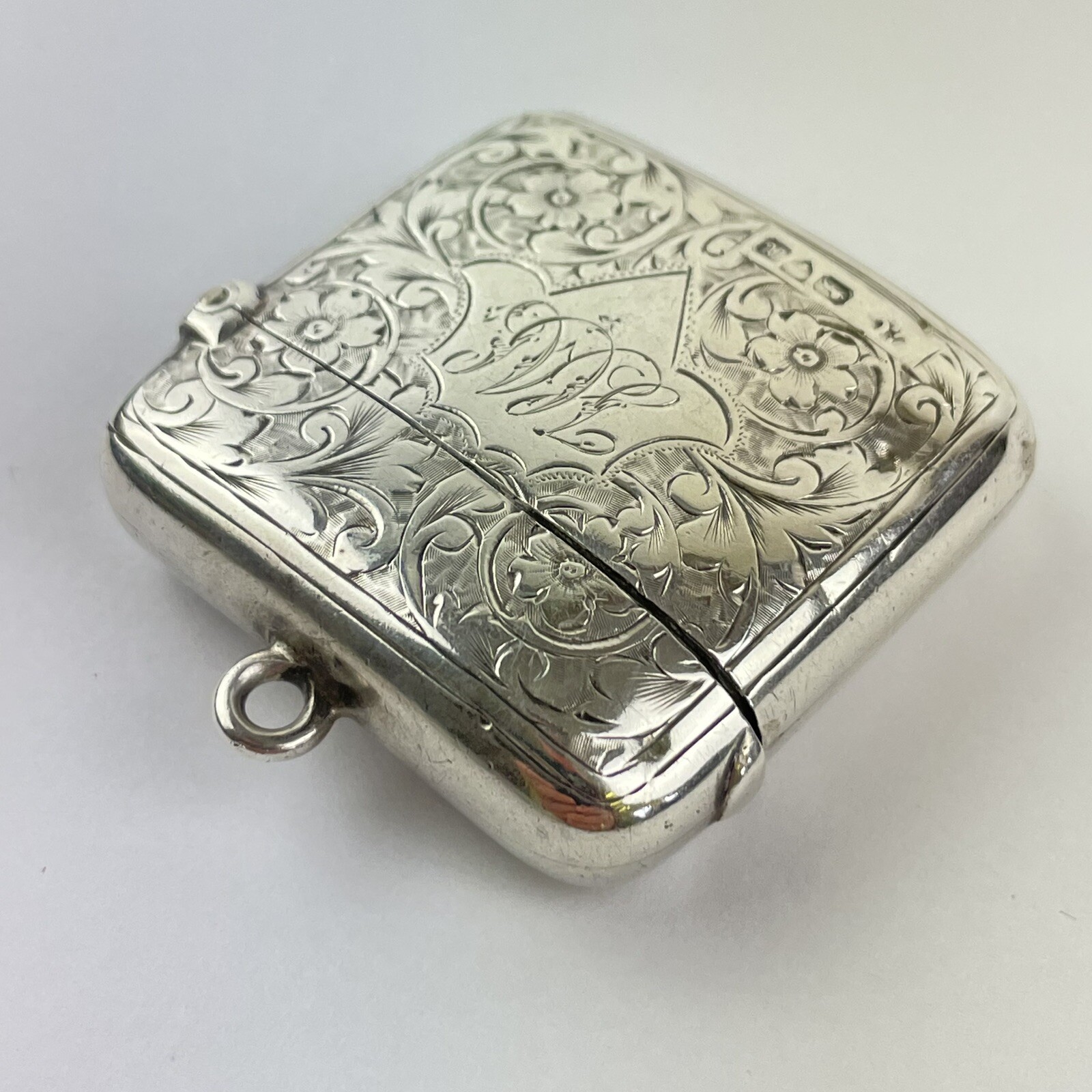 Antique Solid Silver Vesta Case 1901 Colen Hewer Cheshire 38mm X 38mm 26g